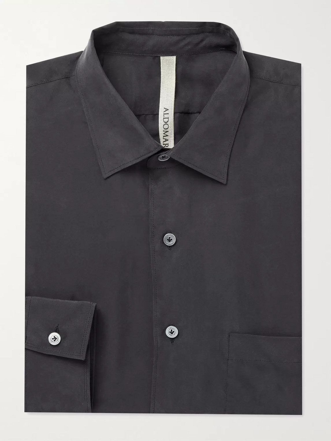 Aldomariacamillo Washed-silk Shirt In Black