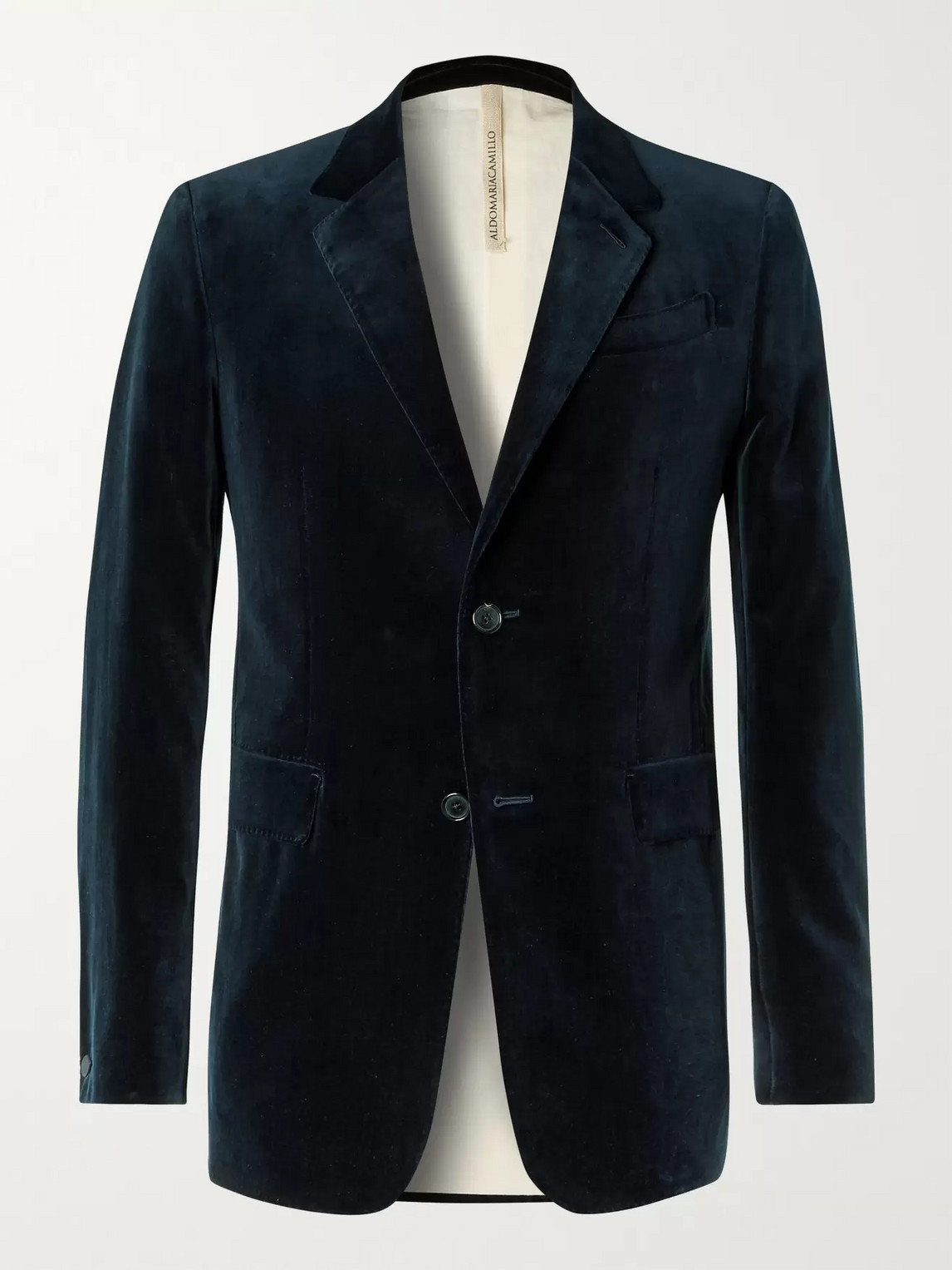 Aldomariacamillo Cotton-velvet Suit Jacket In Blue