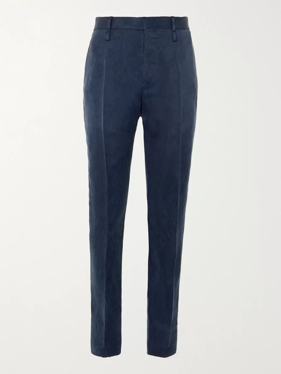 Aldomariacamillo Slim-fit Washed-silk Trousers In Blue