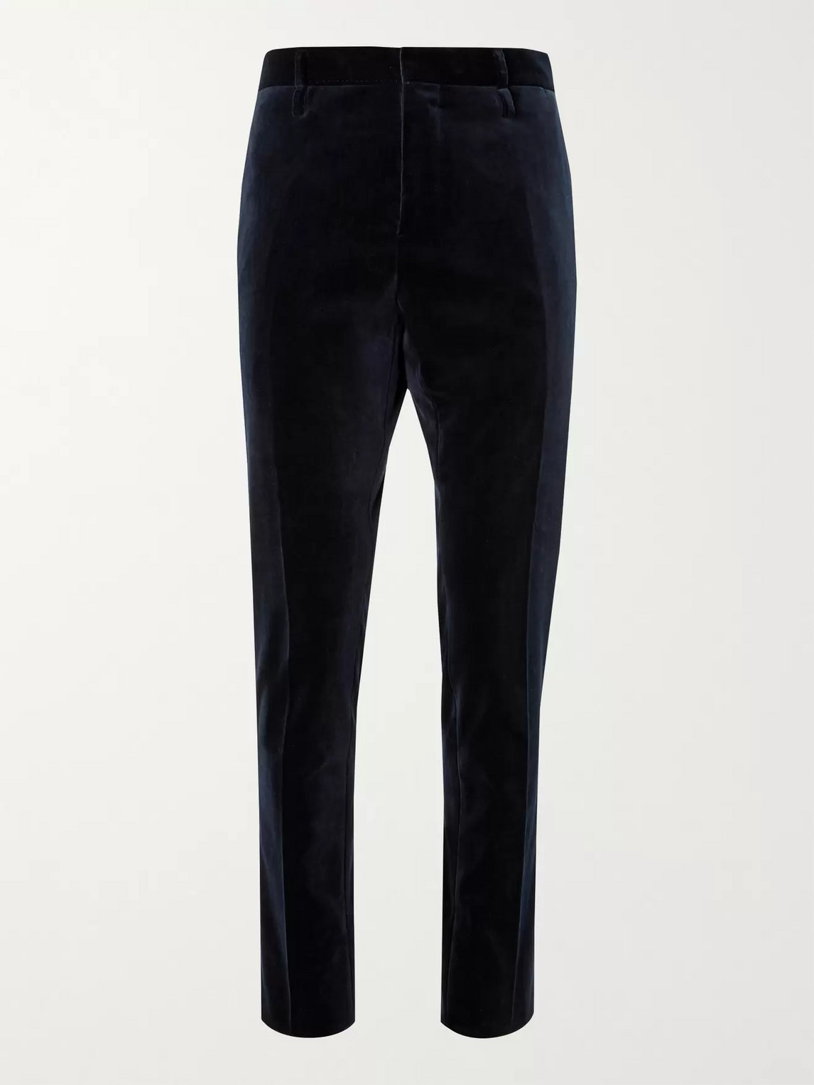 Aldomariacamillo Slim-fit Cotton-velvet Suit Trousers In Blue