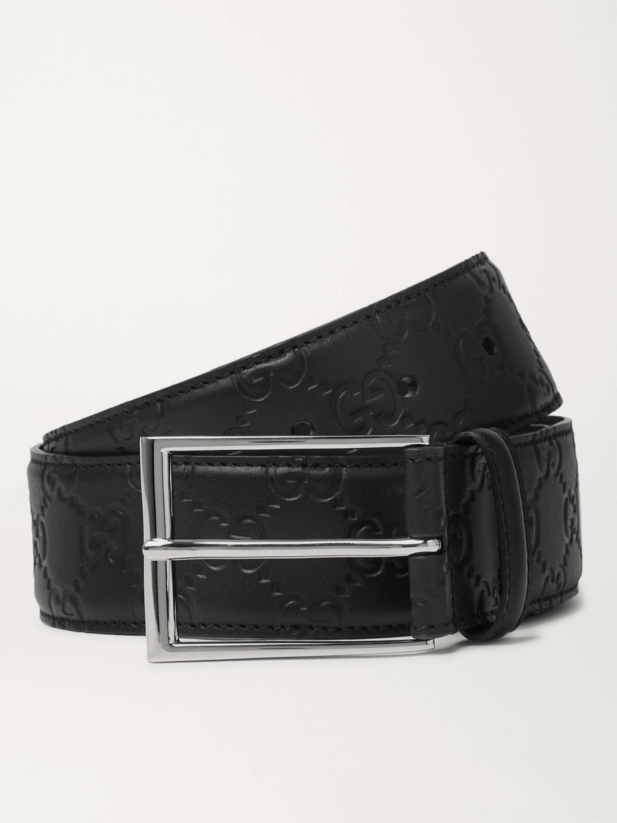 GUCCI 4cm Logo-Debossed Leather Belt