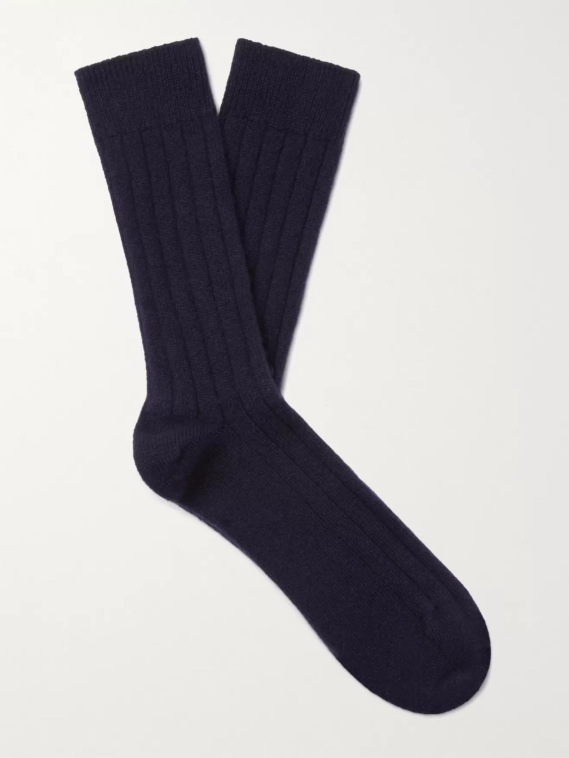 William Lockie Ribbed Cashmere-blend Socks In Blue