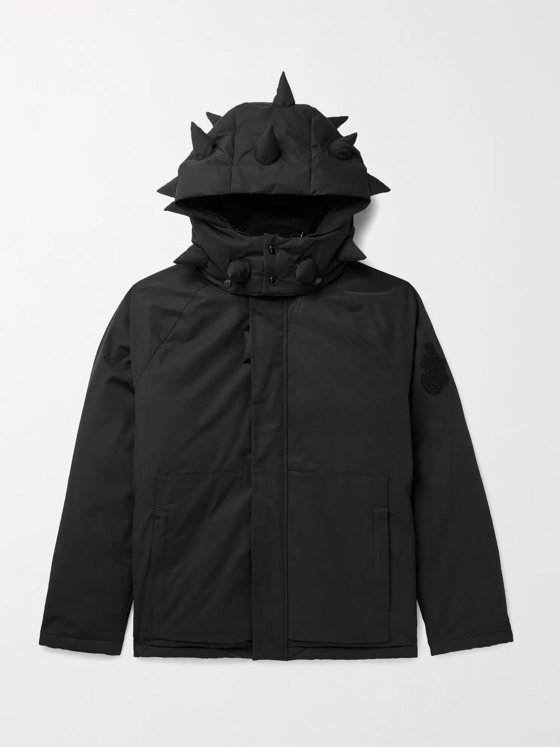 1 Moncler Jw Anderson Logo-appliquéd Cotton-blend Shell Down Hooded Jacket  In Black