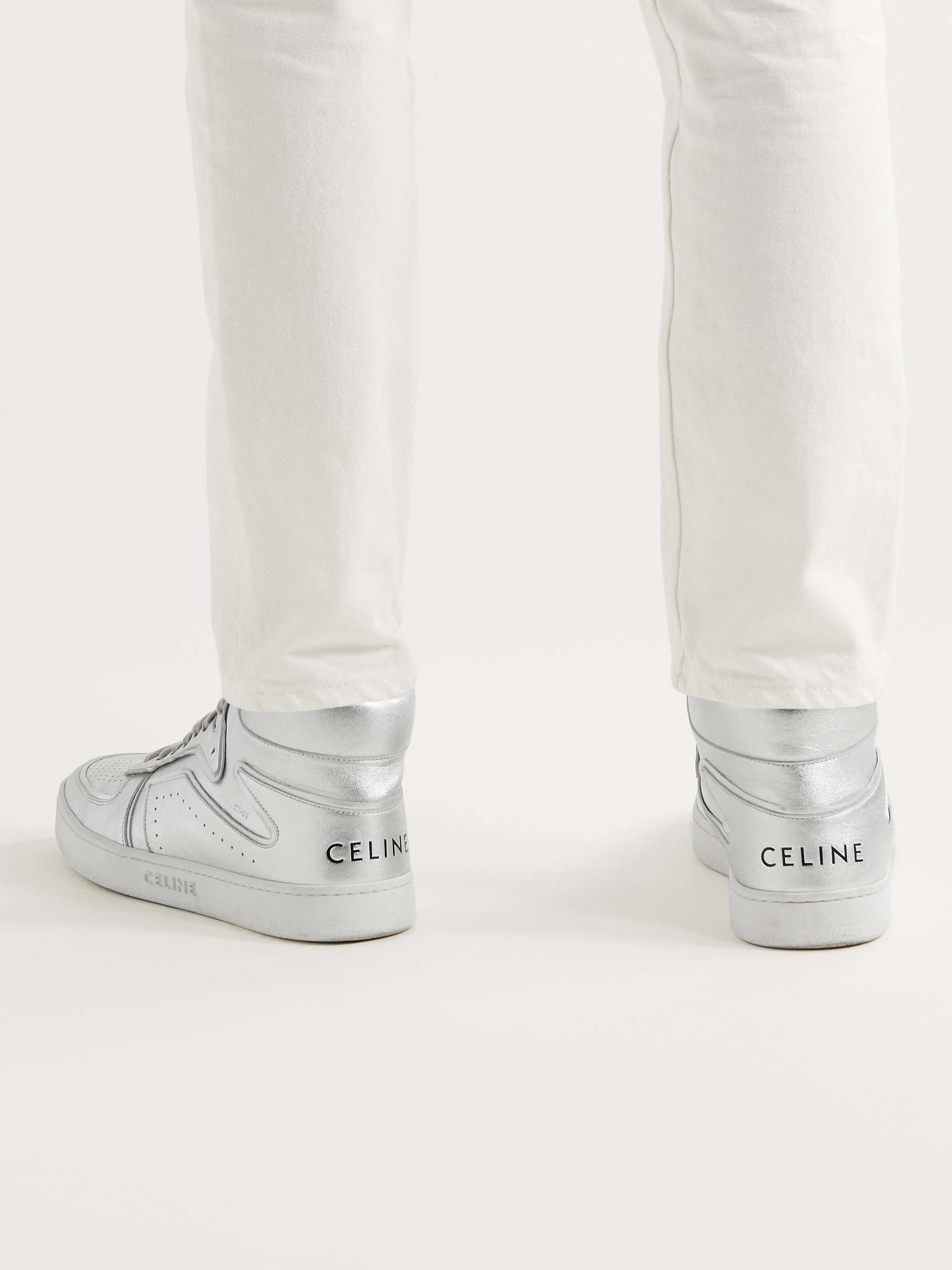 White Z Leather High-Top Sneakers | CELINE HOMME | MR PORTER