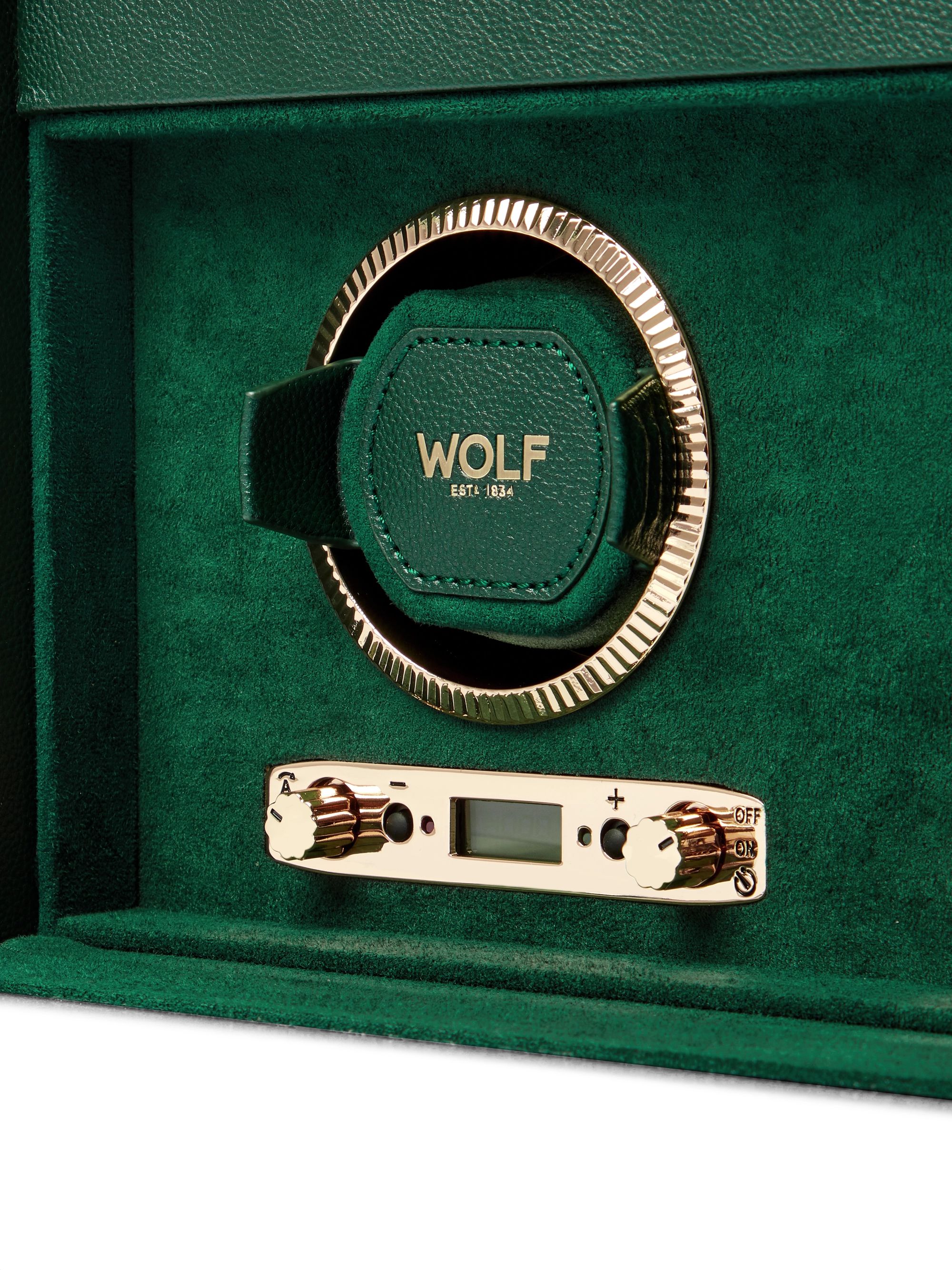 WOLF British Racing Pebble-Grain Vegan Leather Double Watch Winder
