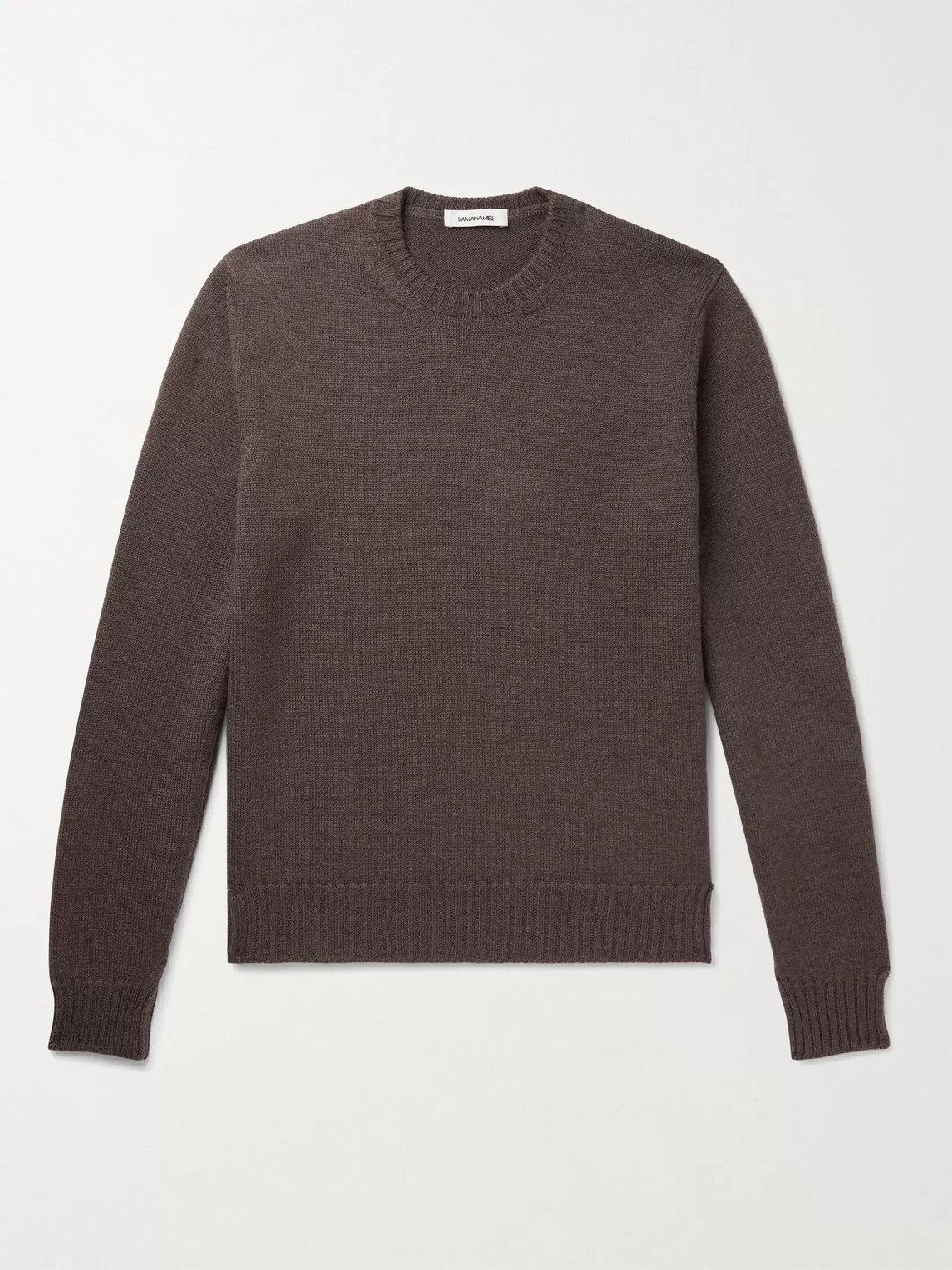 Saman Amel Slim-fit Merino Wool Sweater In Brown