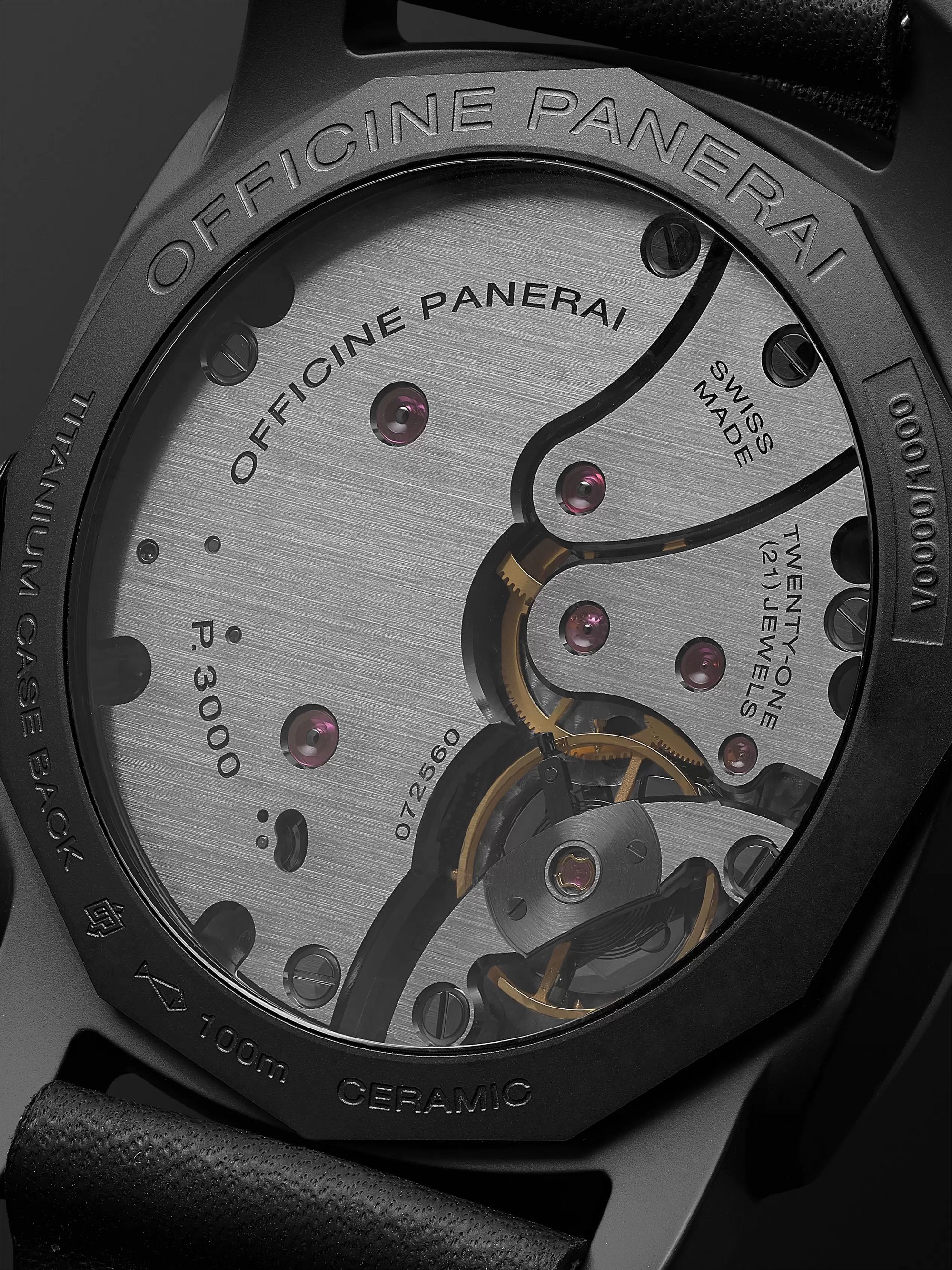 PANERAI Radiomir Hand-Wound 48mm Ceramic and Leather Watch, Ref. No. PAM00997