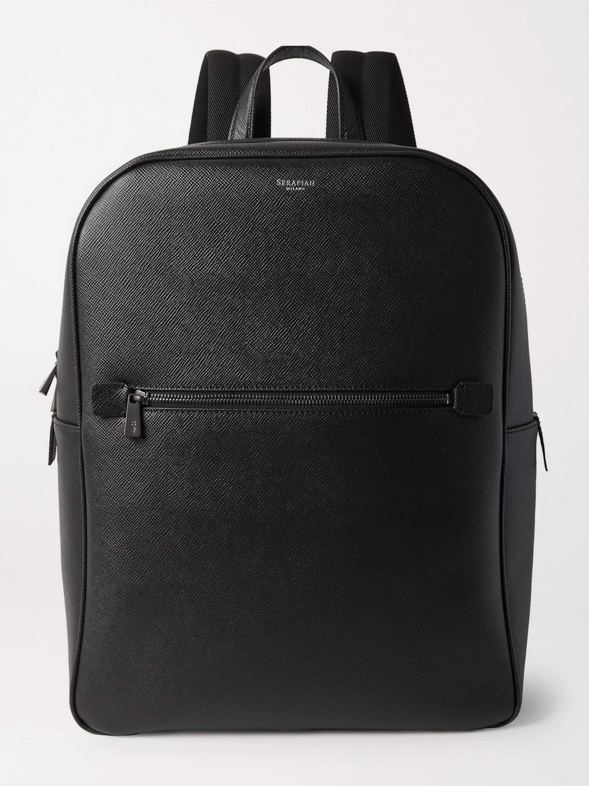 Serapian Pebble-grain Leather Backpack In Black