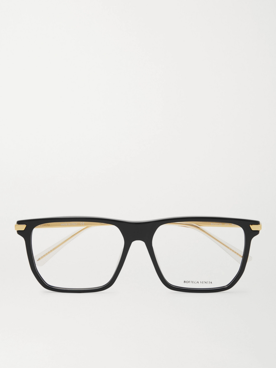 Bottega Veneta Square-frame Acetate And Gold-tone Optical Glasses In Black