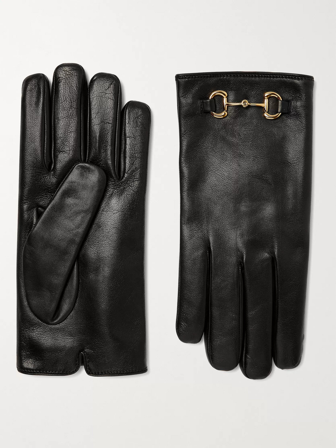 Gucci Horsebit Cashmere-lined Leather Gloves In Black