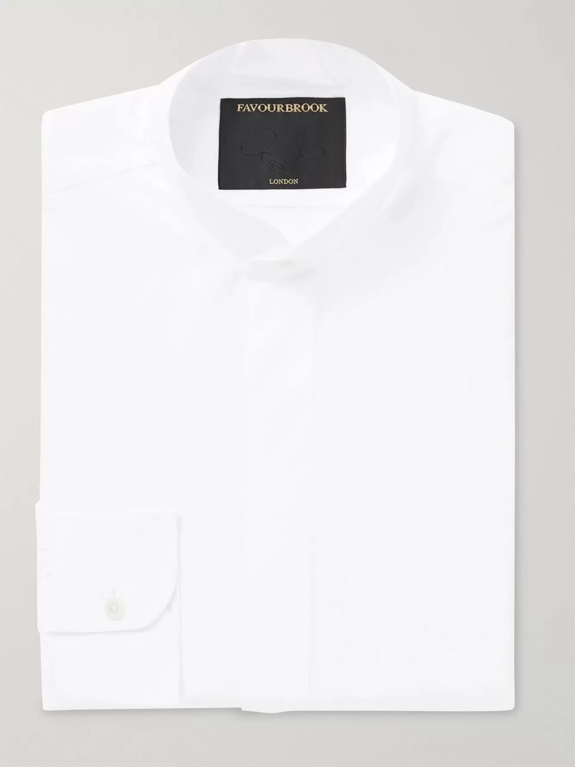 Favourbrook Nehru-collar Cotton-poplin Shirt In White