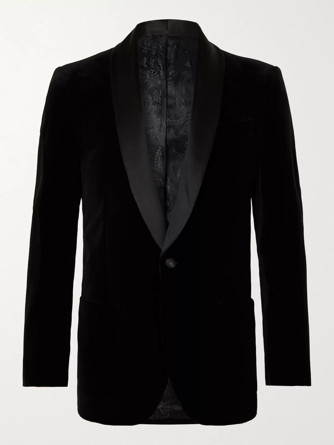 Favourbrook Chaucer Satin-trimmed Cotton-velvet Tuxedo Jacket In Black
