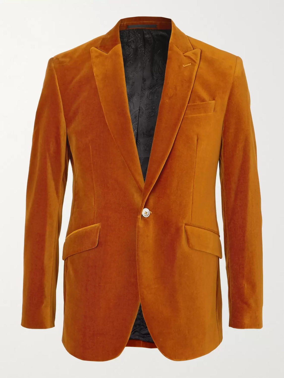 Favourbrook Newport Slim-fit Cotton-blend Velvet Tuxedo Jacket In Orange