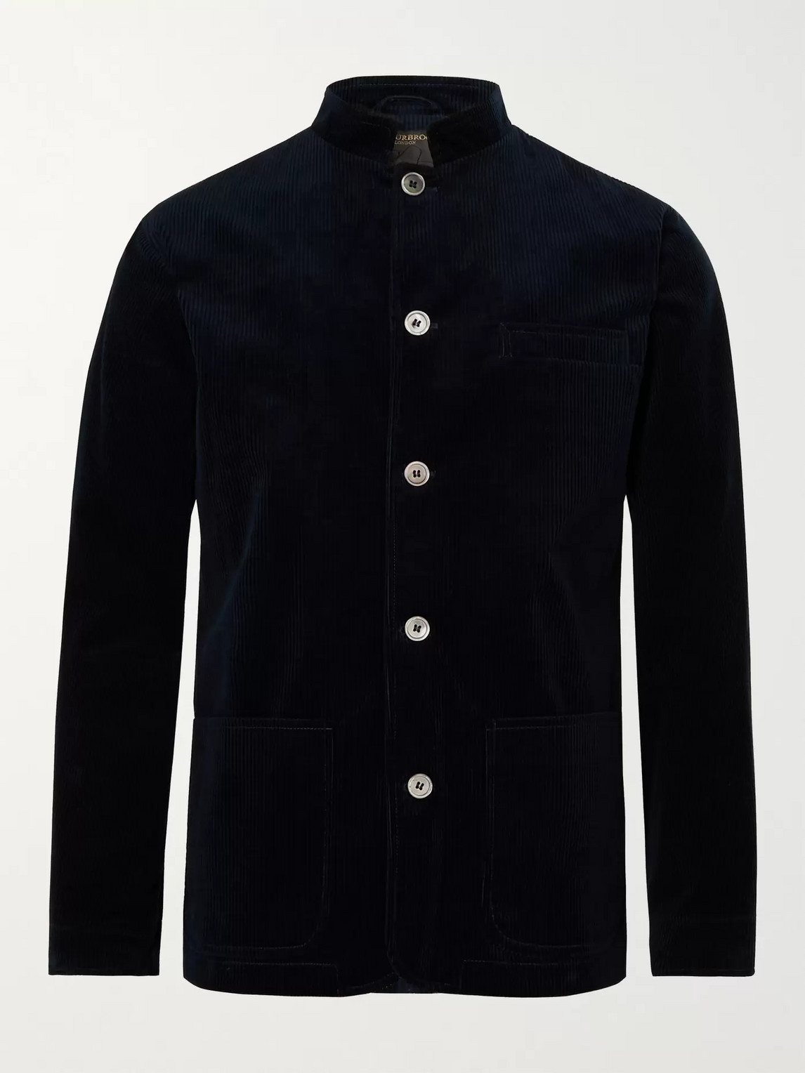 Favourbrook Sackville Artist Nehru-collar Cotton And Cashmere-blend Corduroy Jacket In Blue