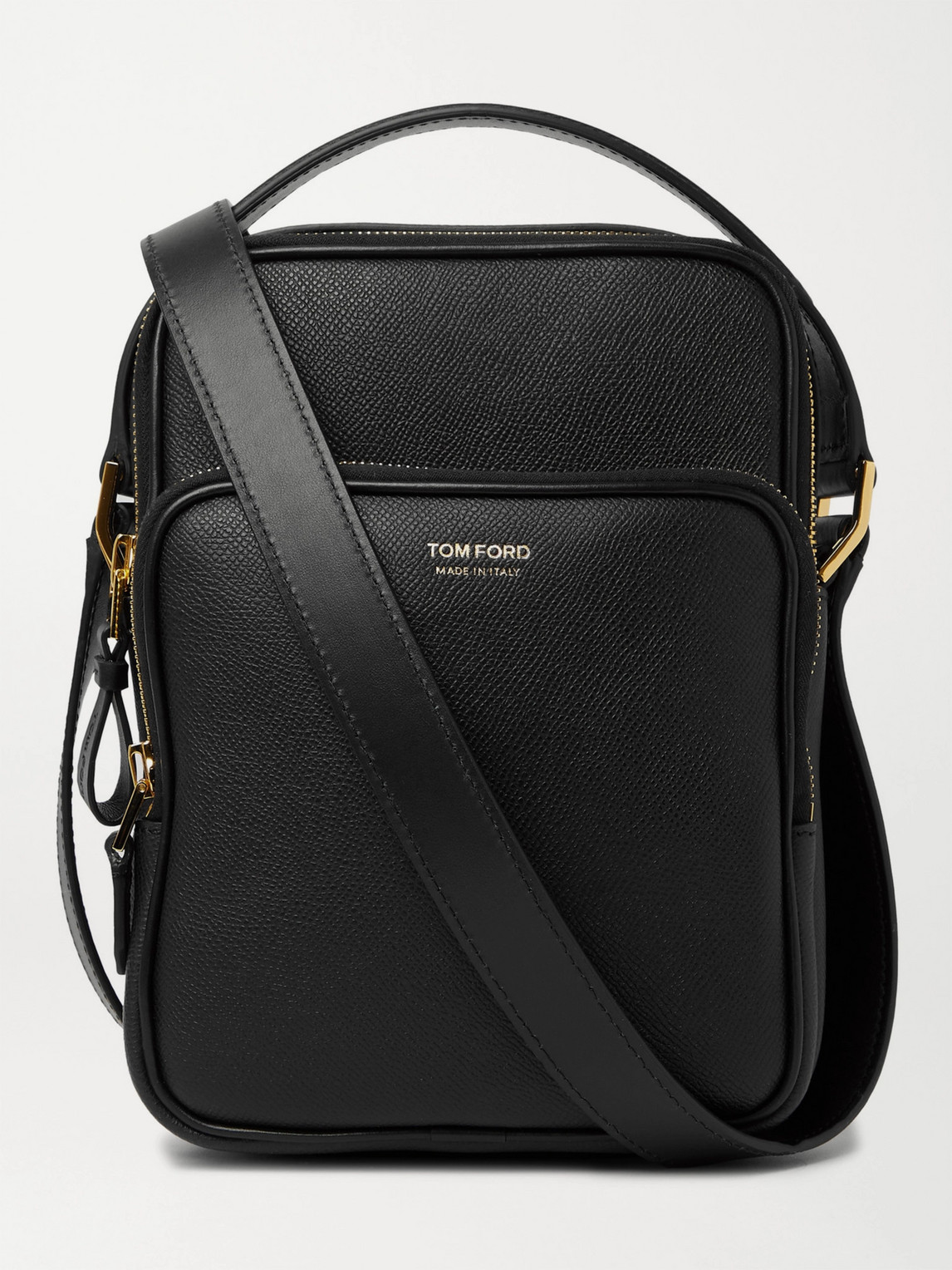 Tom Ford Full-grain Leather Messenger Bag In Black