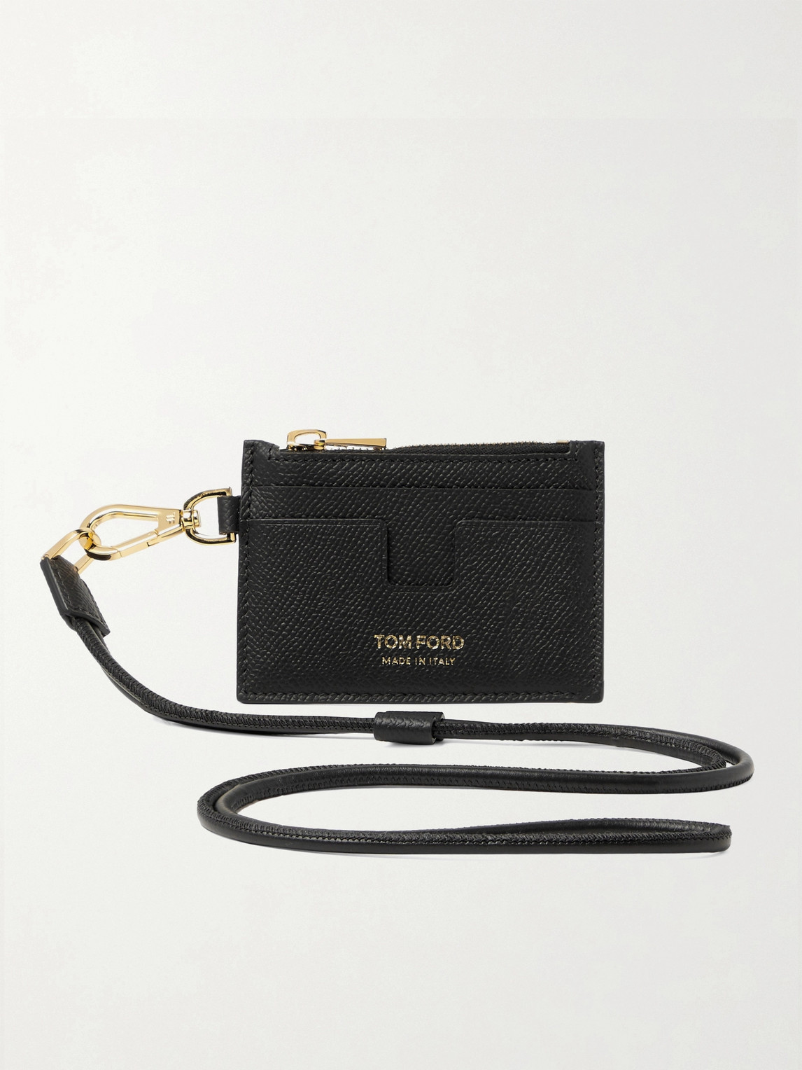 TOM FORD FULL-GRAIN LEATHER CARDHOLDER WITH LANYARD