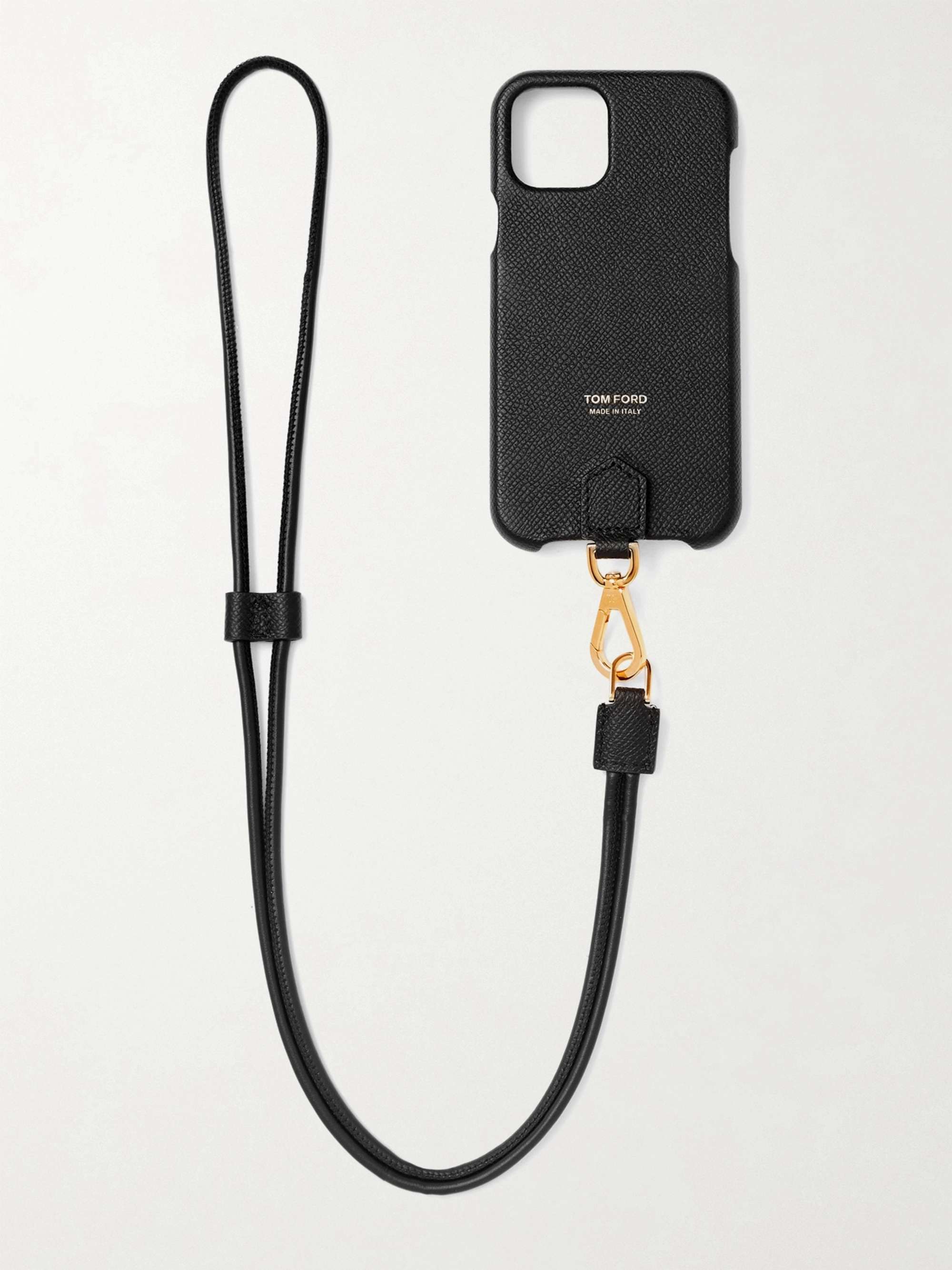 TOM FORD Floral-Print Full-Grain Leather iPhone 11 Pro Case with Lanyard