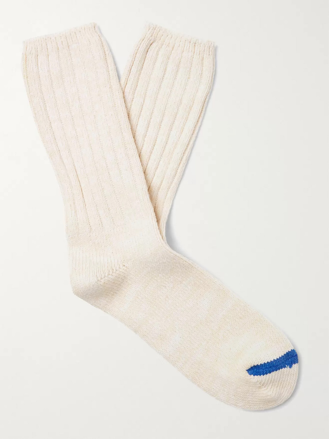 Thunders Love Ribbed Mélange Recycled Cotton-blend Socks In White