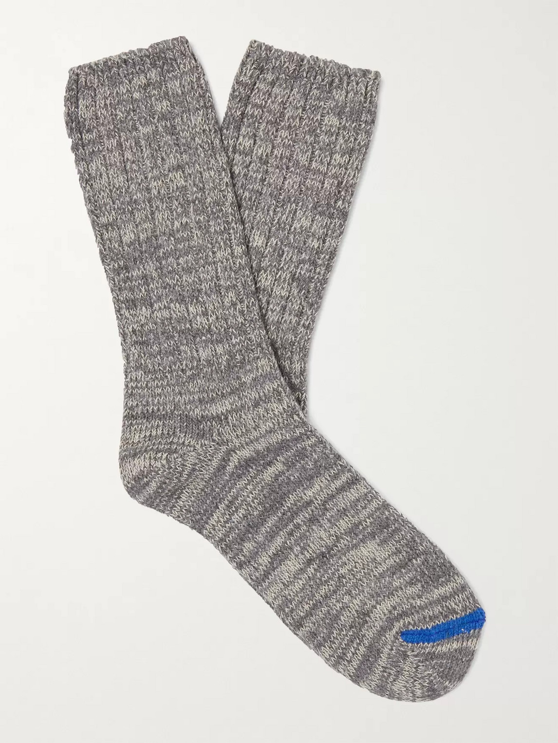 Thunders Love Ribbed Mélange Recycled Cotton-blend Socks In Gray