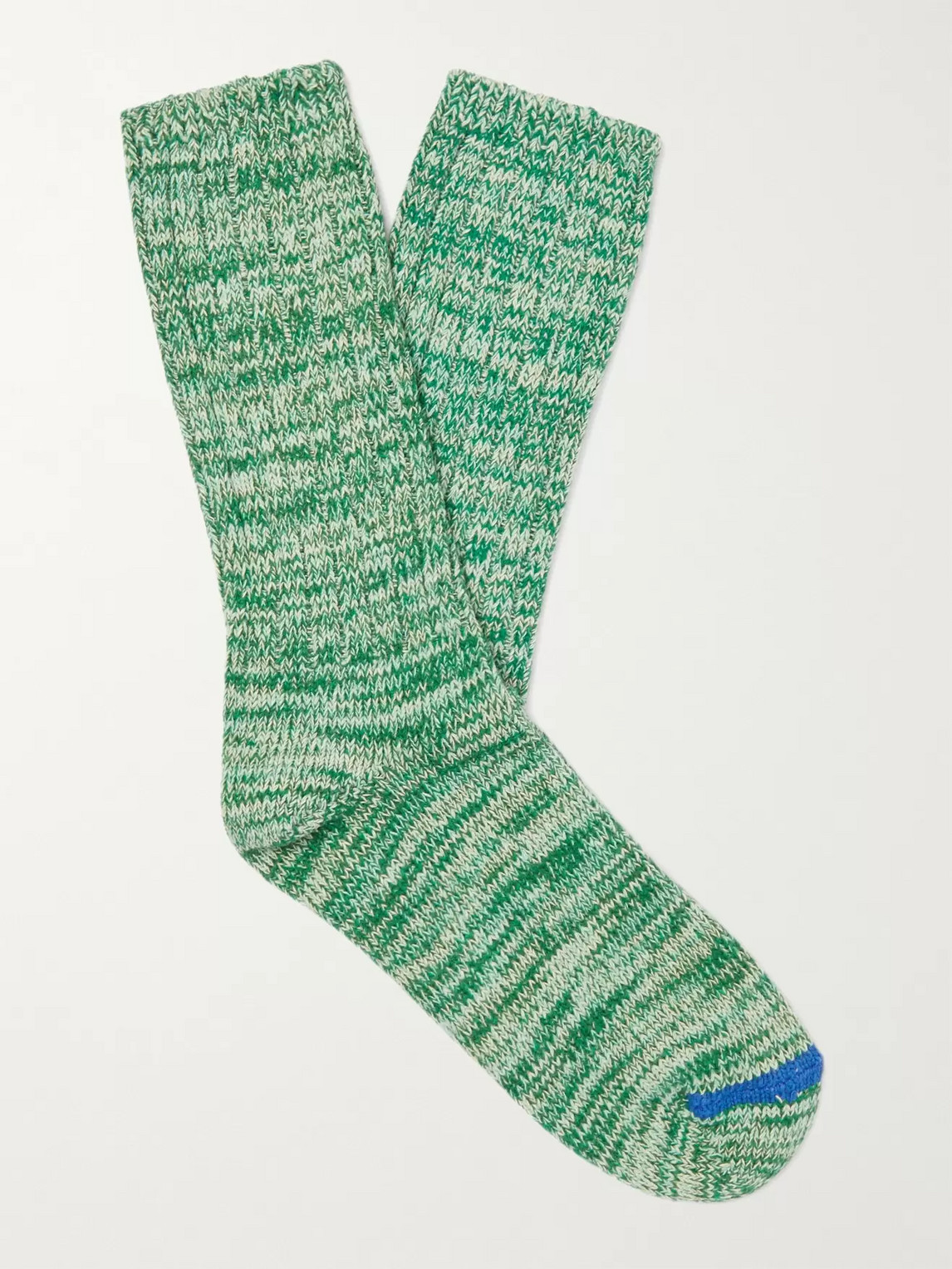 Thunders Love Ribbed Mélange Recycled Cotton-blend Socks In Green