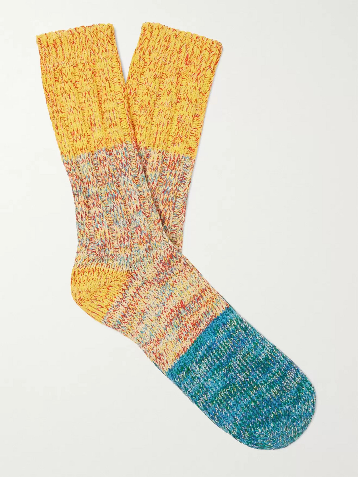Thunders Love Charlie Ribbed Mélange Recycled Cotton-blend Socks In Multi