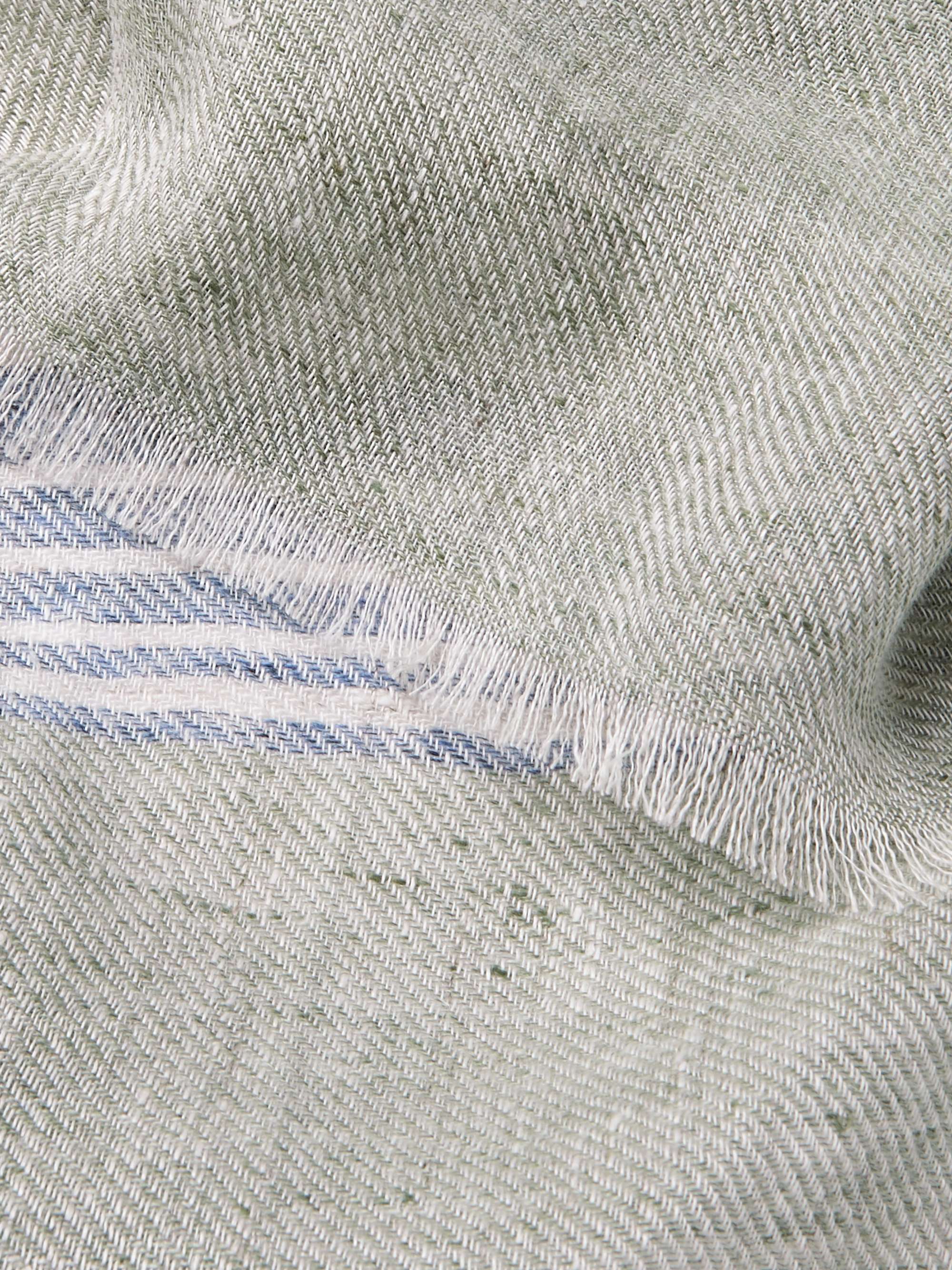 LORO PIANA Fringed Striped Linen Scarf