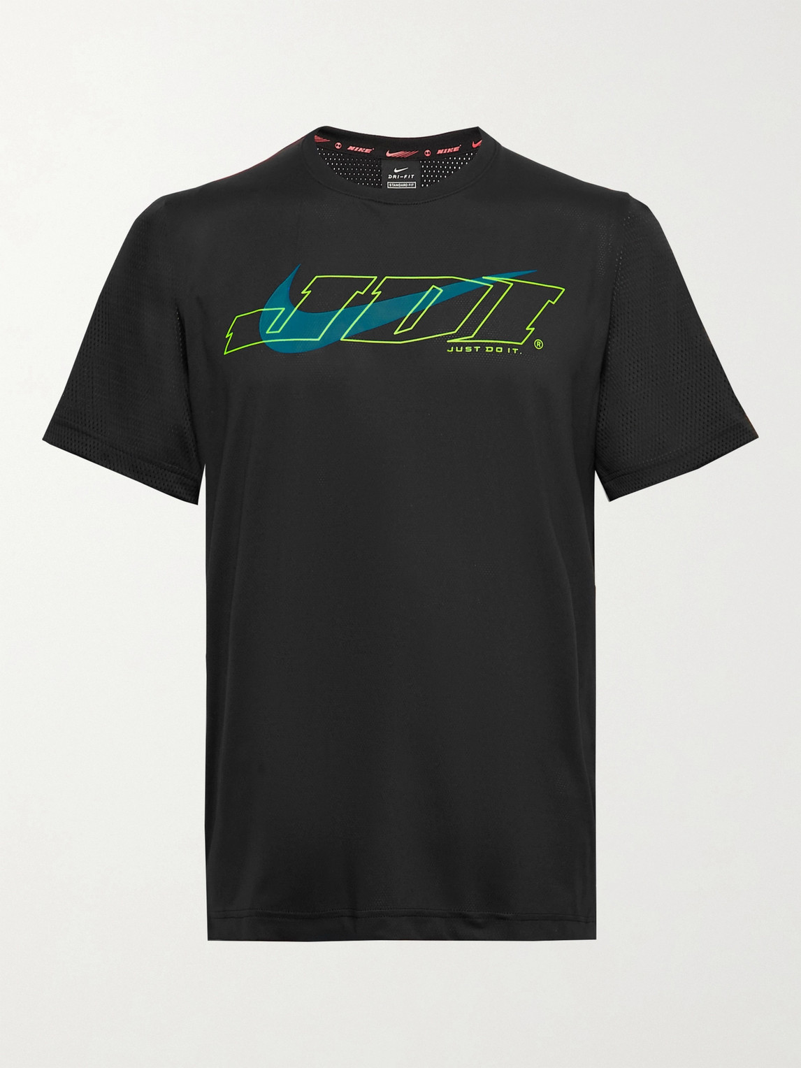 NIKE SPORT CLASH LOGO-PRINT PERFORATED STRETCH-JERSEY AND MESH T-SHIRT