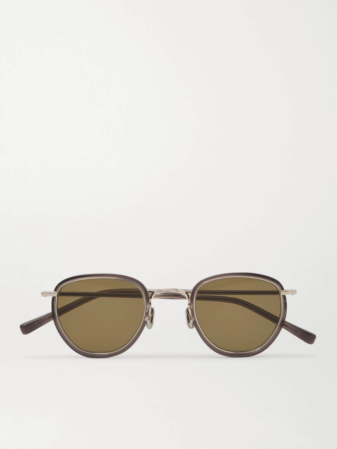 Eyevan 7285 Round-frame Acetate And Gold-tone Sunglasses In Gray