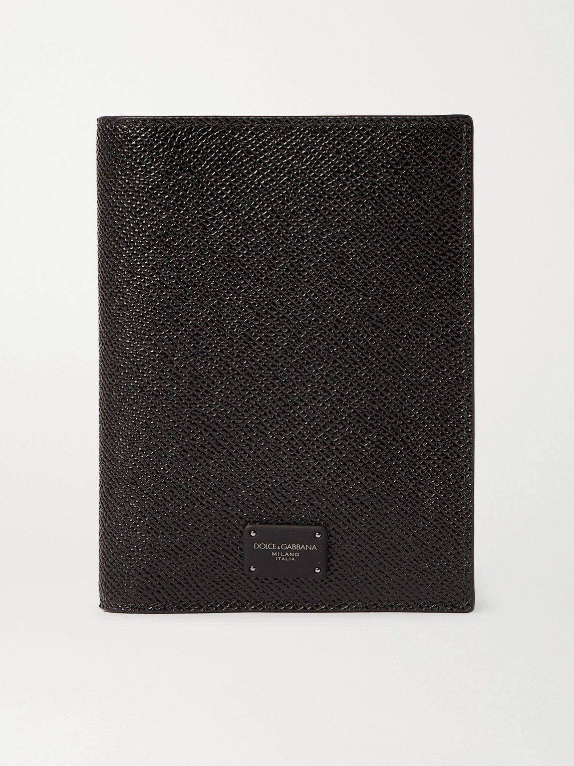 Dolce & Gabbana Logo-appliquéd Pebble-grain Leather Bifold Wallet In Black