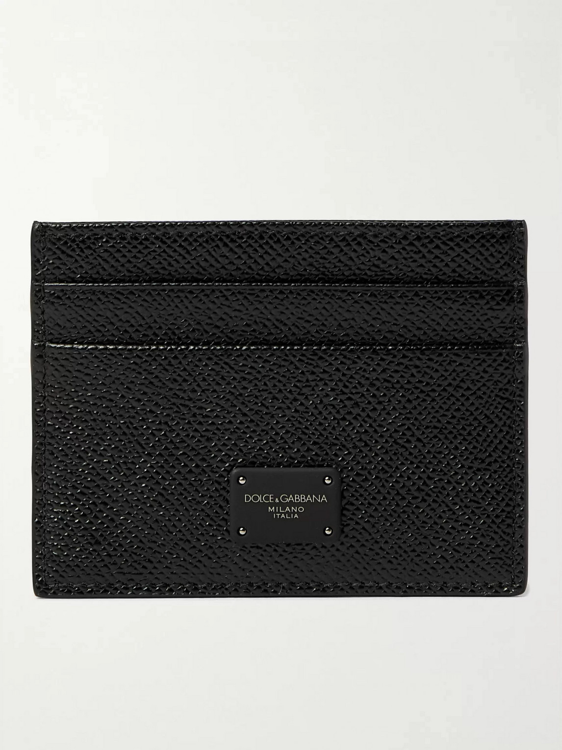 Dolce & Gabbana Logo-appliquéd Pebble-grain Leather Cardholder In Black