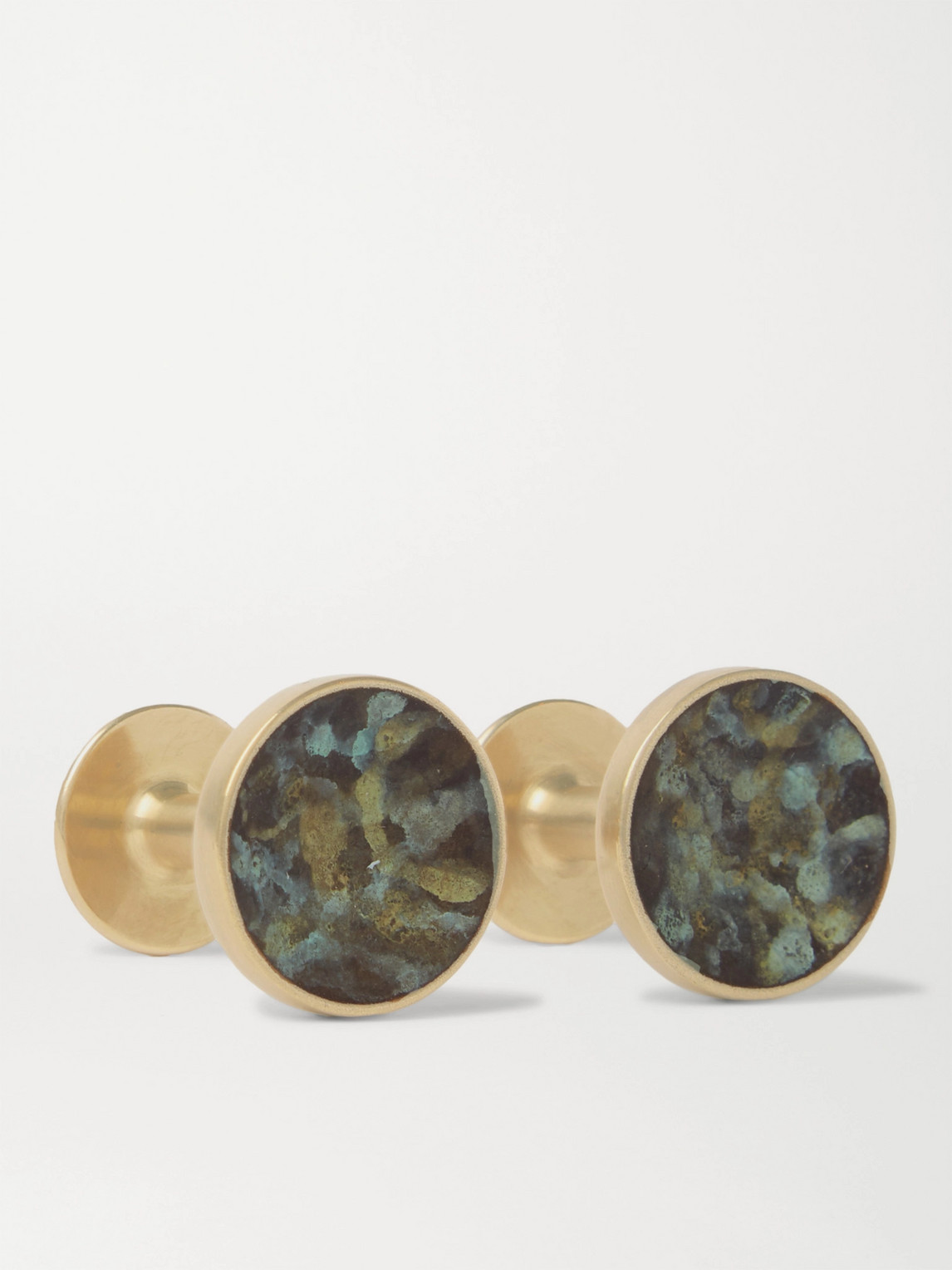 Alice Made This Bayley Marble-effect Gold-tone Cufflinks In Green