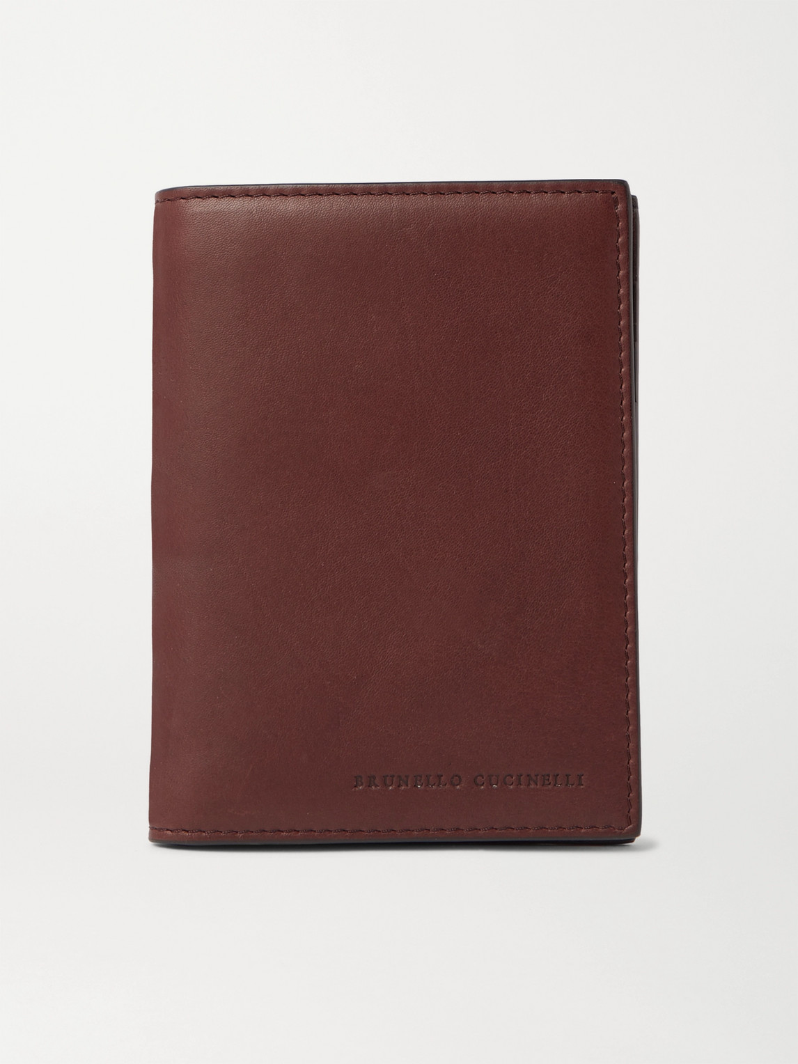 Brunello Cucinelli Logo-debossed Leather Bifold Cardholder In Brown