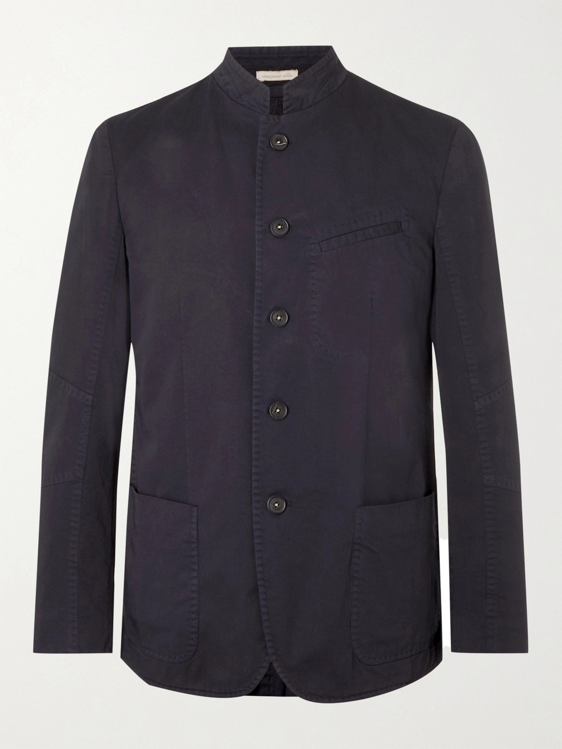Massimo Alba Mandarin-collar Slim-fit Stretch-cotton Blazer In Blue
