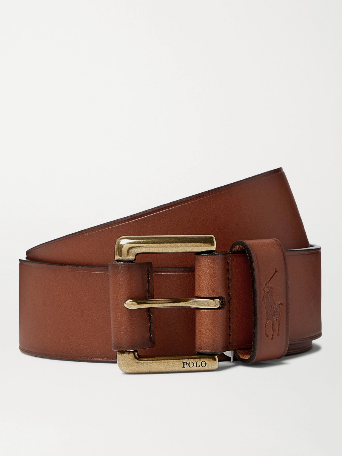 Polo Ralph Lauren 5cm Logo-debossed Leather Belt In Brown