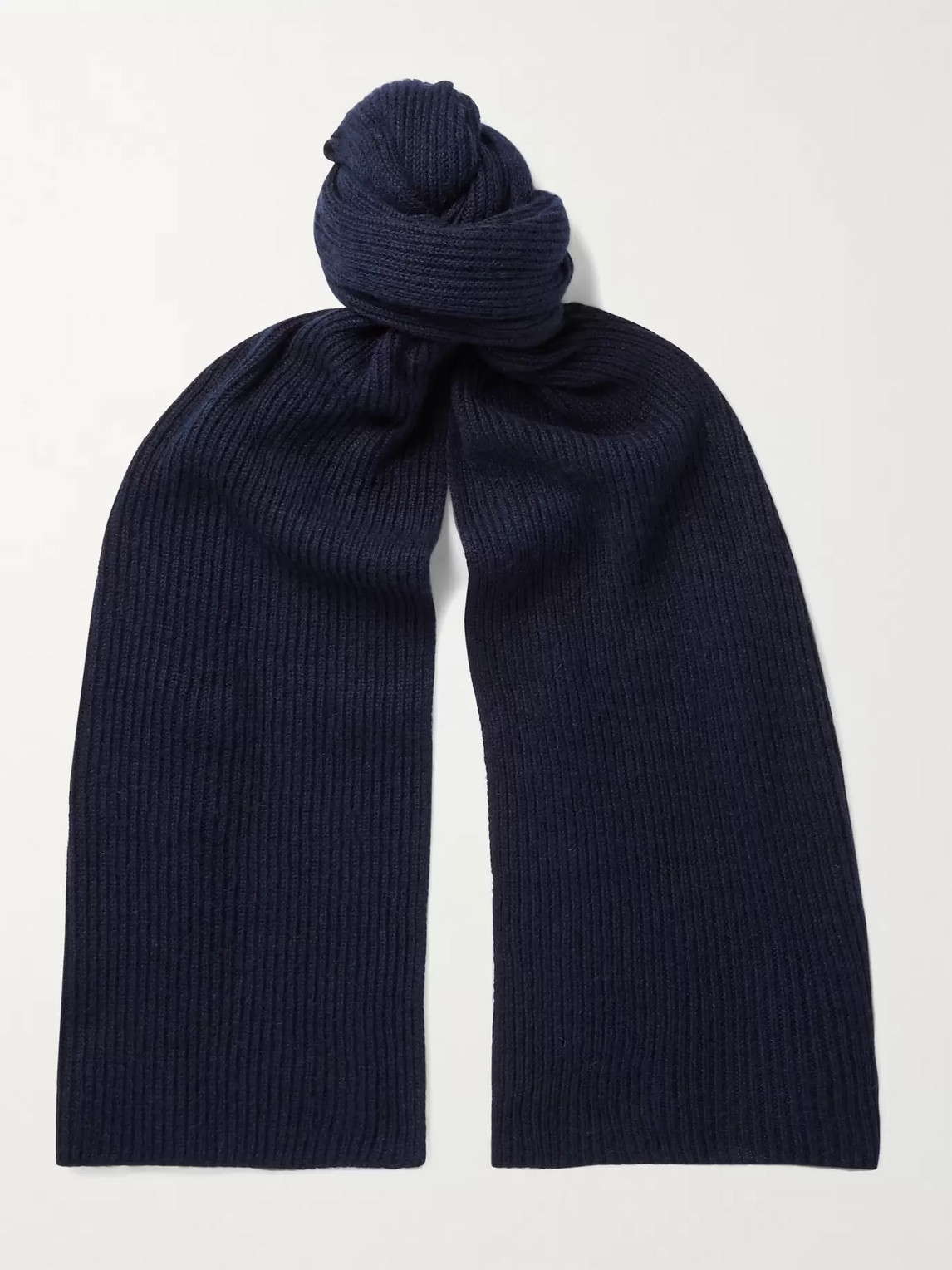 Anderson & Sheppard Ribbed Cashmere Scarf In Blue