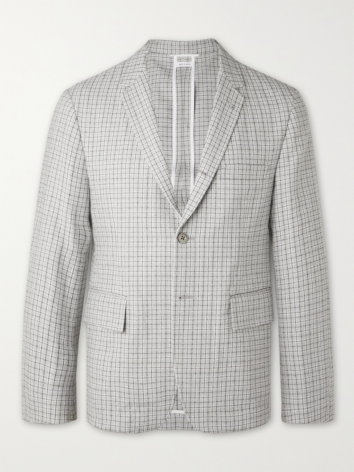 Thom Browne Slim-fit Unstructured Checked Cotton-blend Bouclé Blazer In Gray