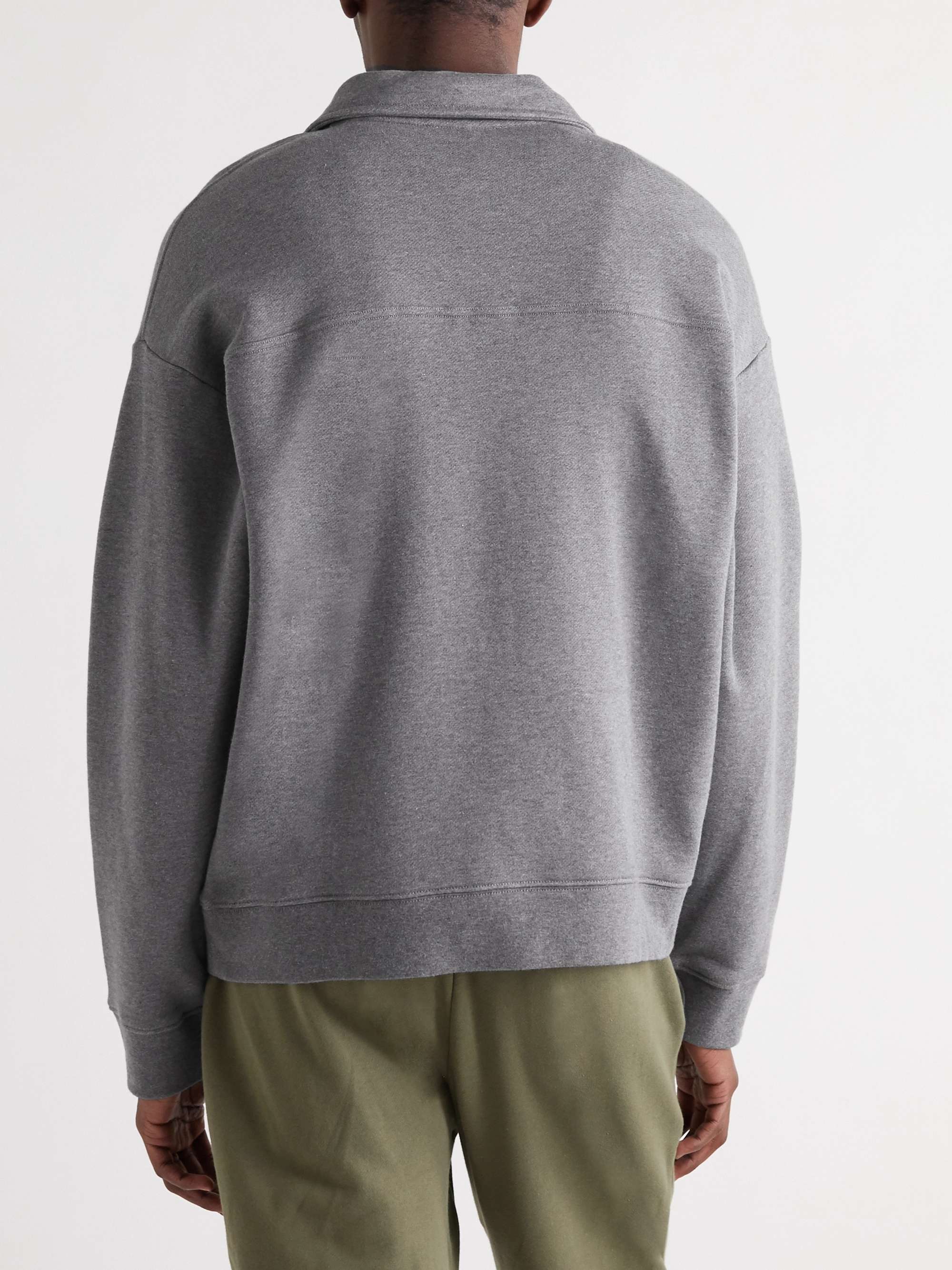 NINETY PERCENT Mélange Loopback Organic Cotton-Jersey Half-Zip Sweatshirt