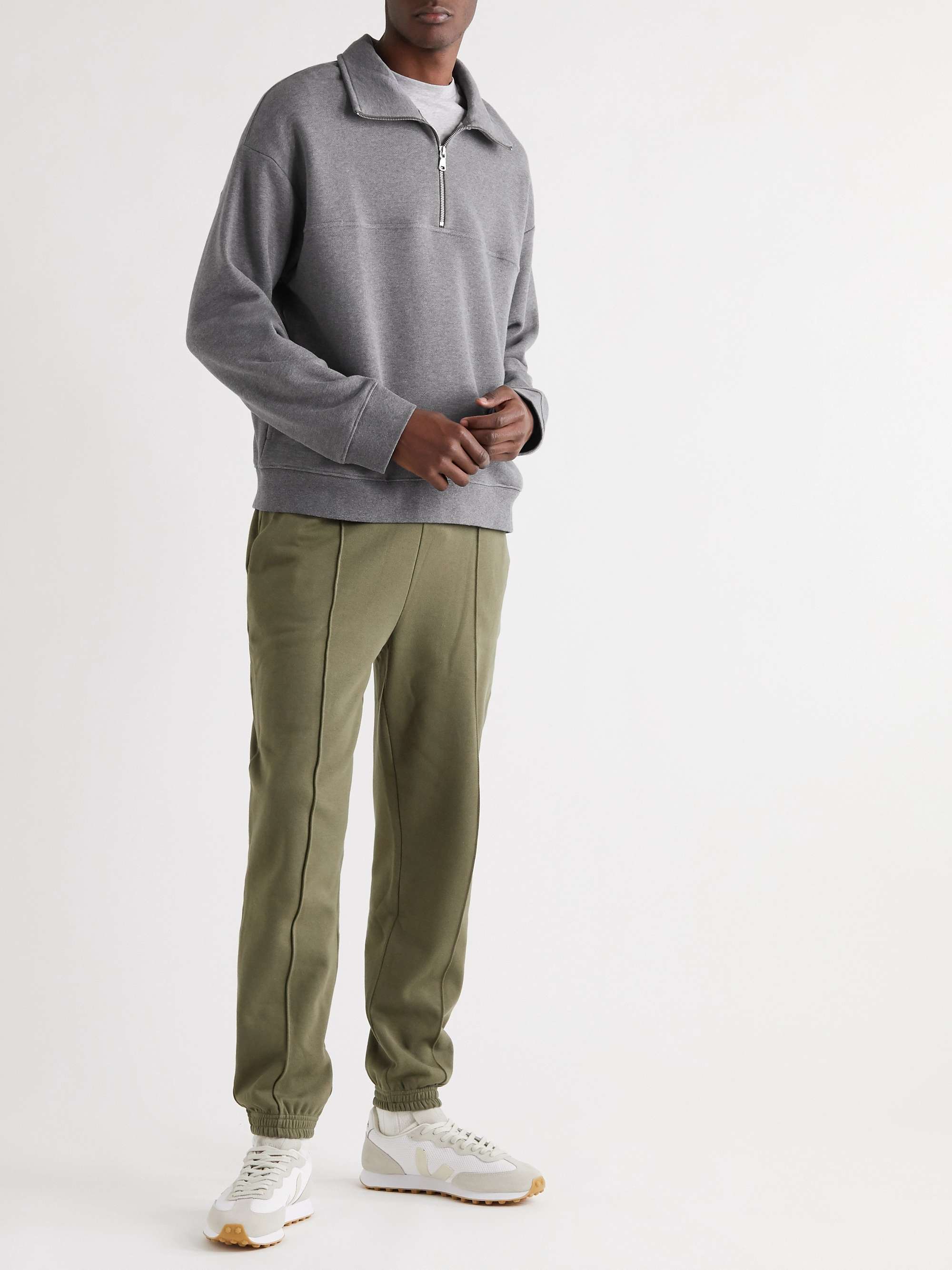 NINETY PERCENT Mélange Loopback Organic Cotton-Jersey Half-Zip Sweatshirt