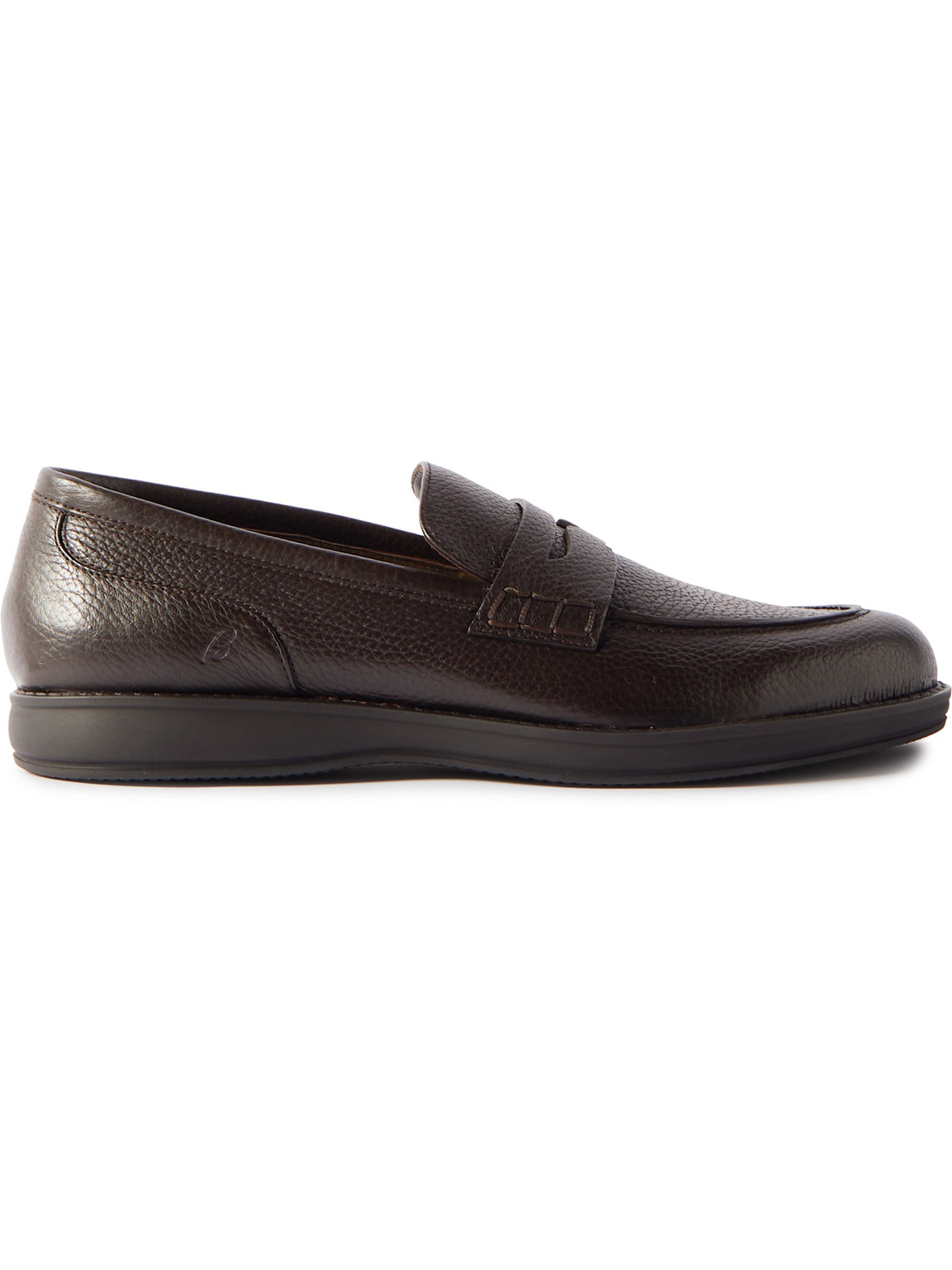 Brioni Full-grain Leather Penny Loafers In Brown