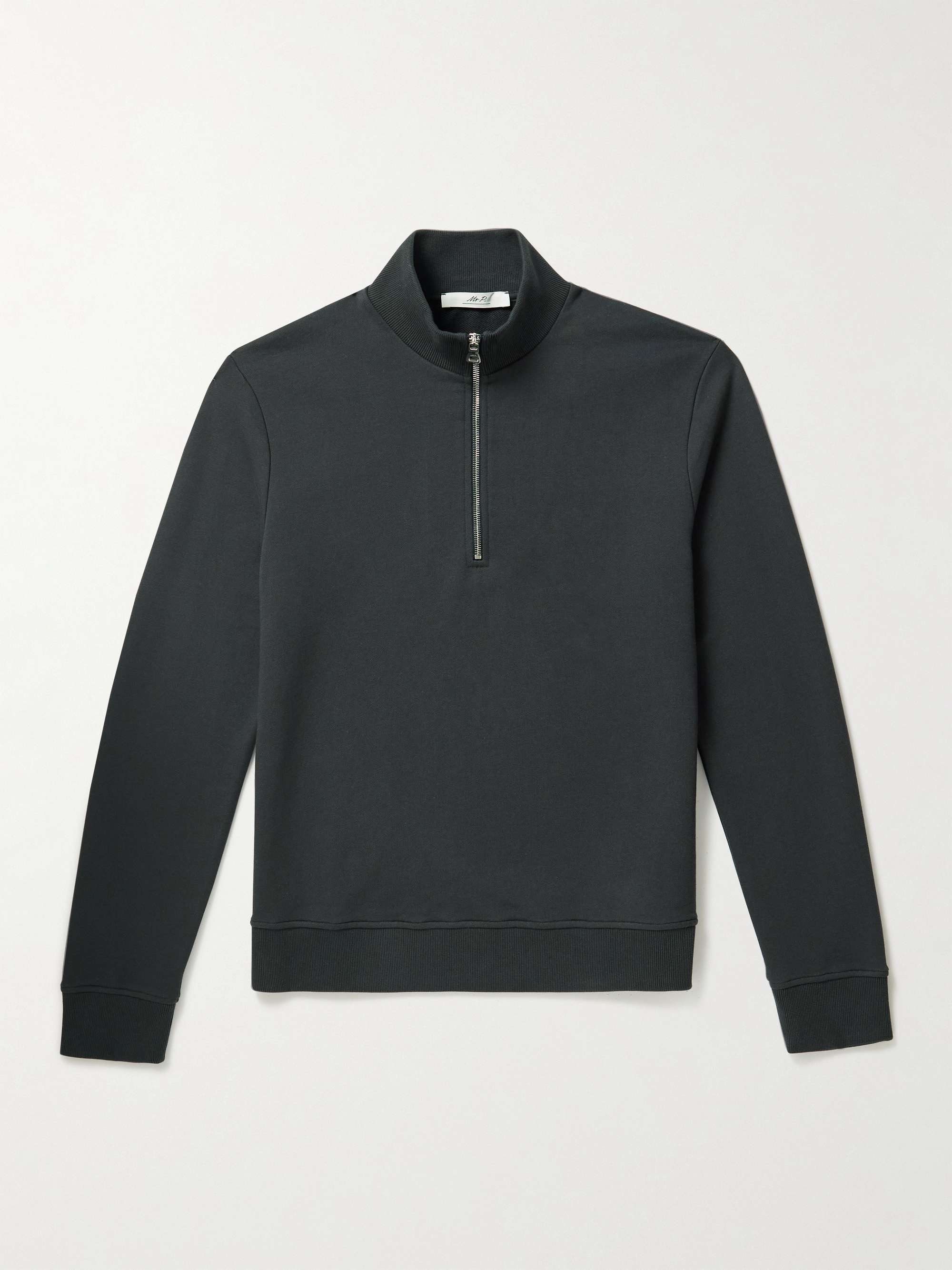 MR P. Striped Organic Cotton-Jersey Half-Zip Sweatshirt