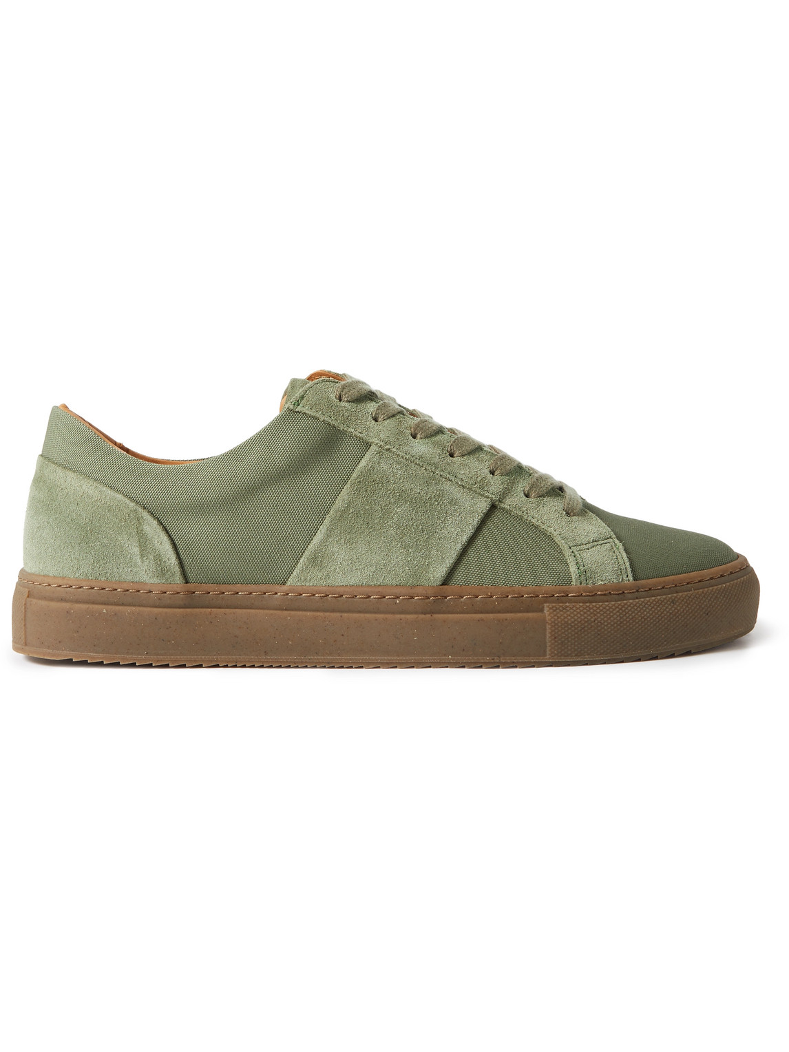 Mr P. Larry Suede-trimmed Cotton-canvas Sneakers In Green