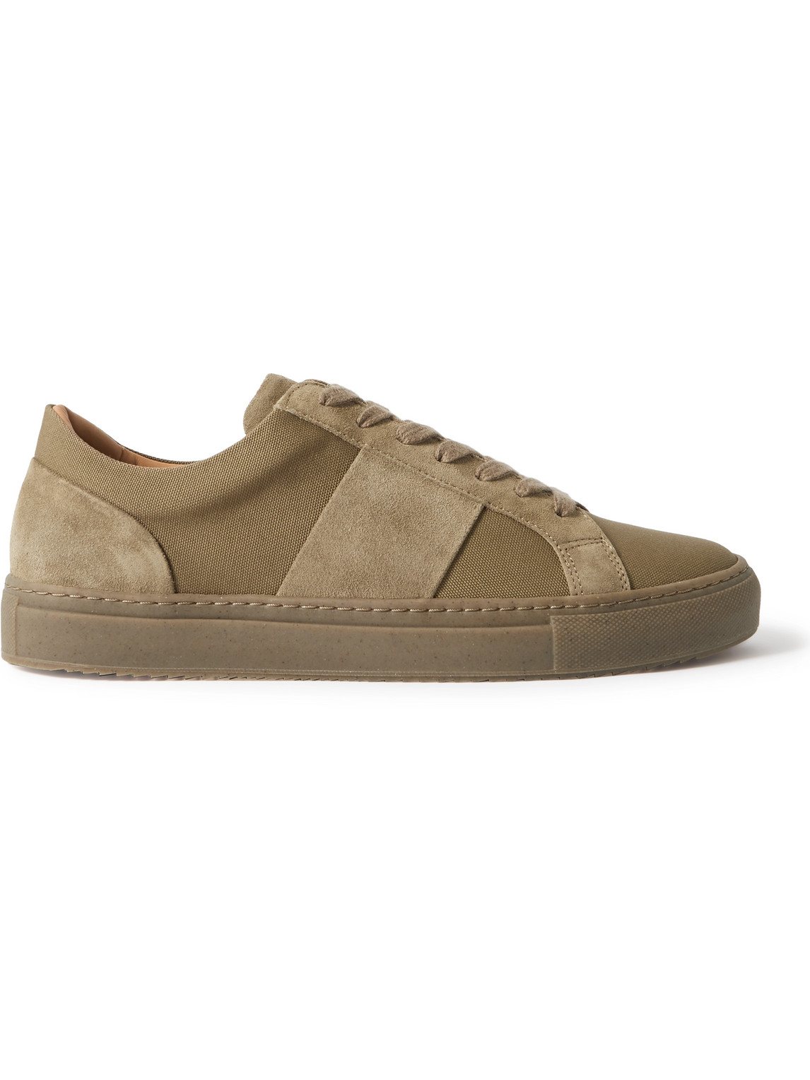 Mr P. Larry Regenerated Suede By Evolo®-trimmed Canvas Sneakers In Neutrals