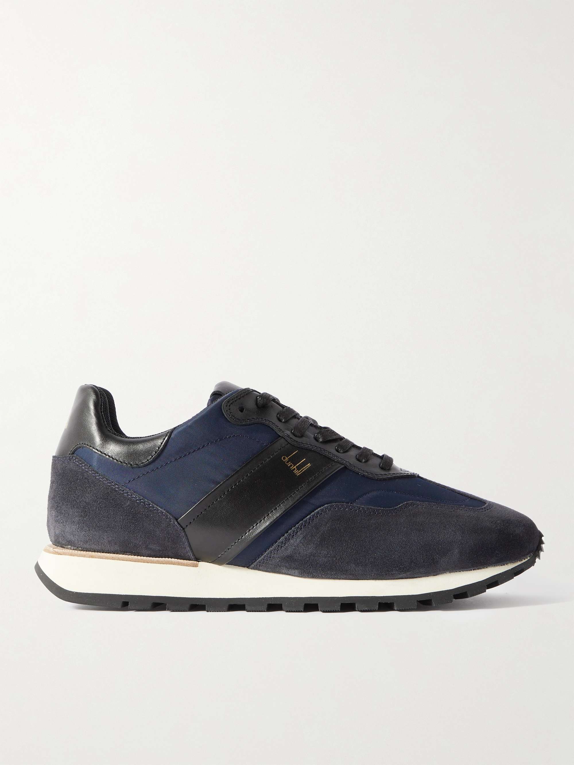 DUNHILL Legacy Runner Suede-Trimmed Leather and Nylon Sneakers
