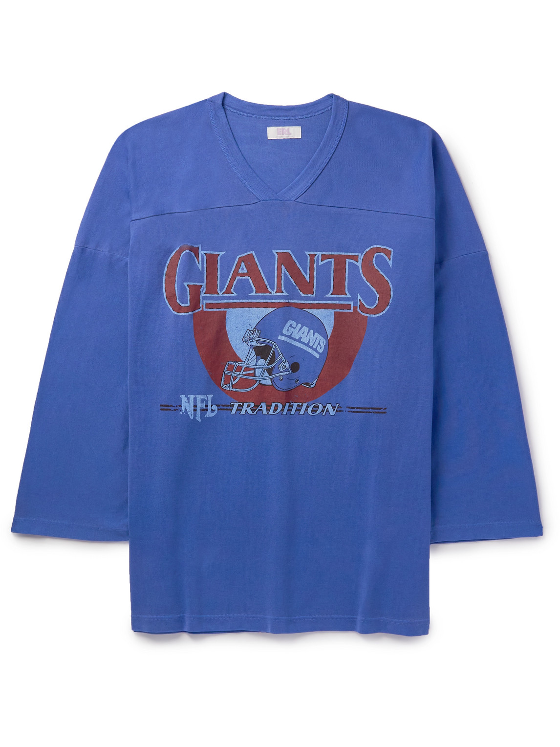 Erl Oversized Printed Cotton-jersey T-shirt In Blue