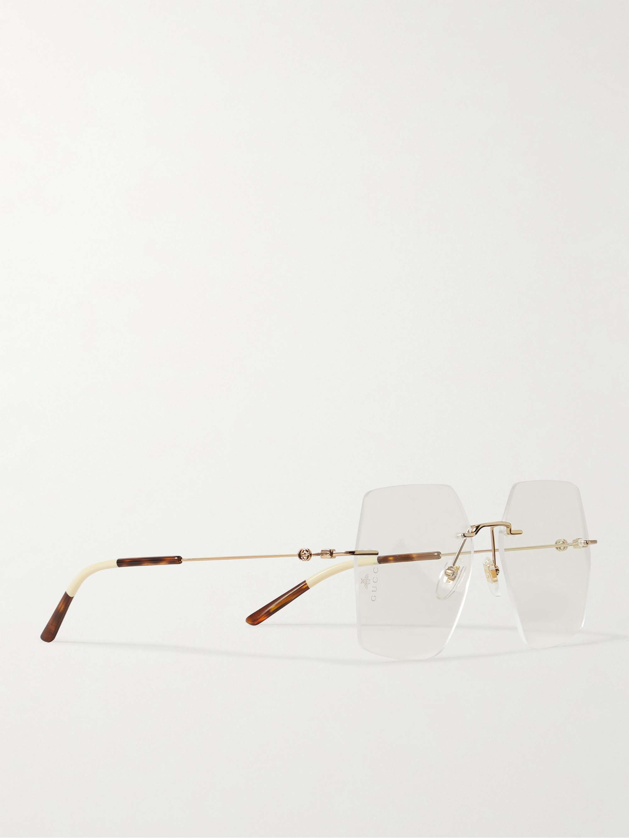 GUCCI EYEWEAR Hexagonal-Frame Gold-Tone Optical Glasses