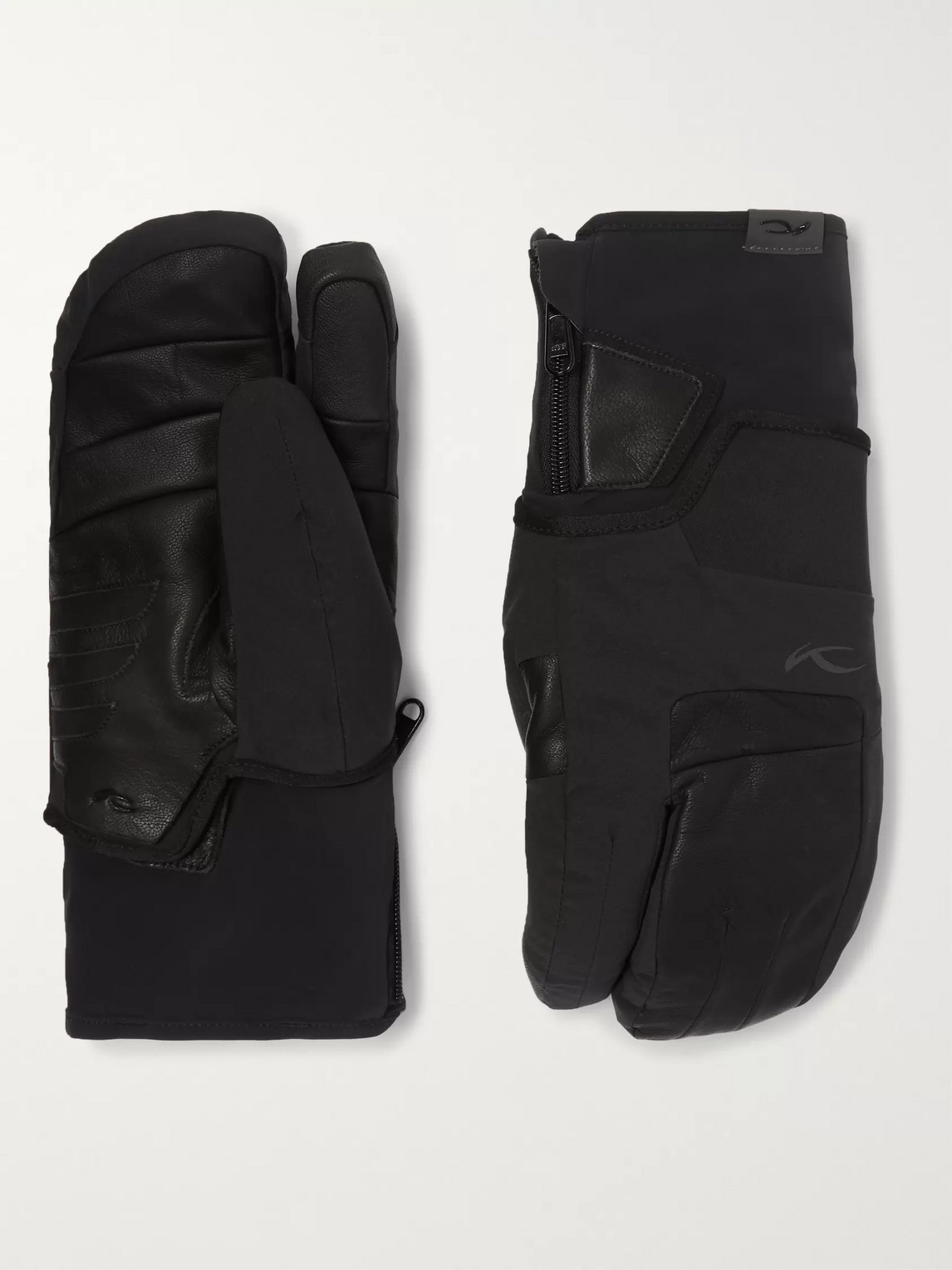 Kjus 7sphere Ii 2-in-1 Leather And Stretch Ski Mittens In Black