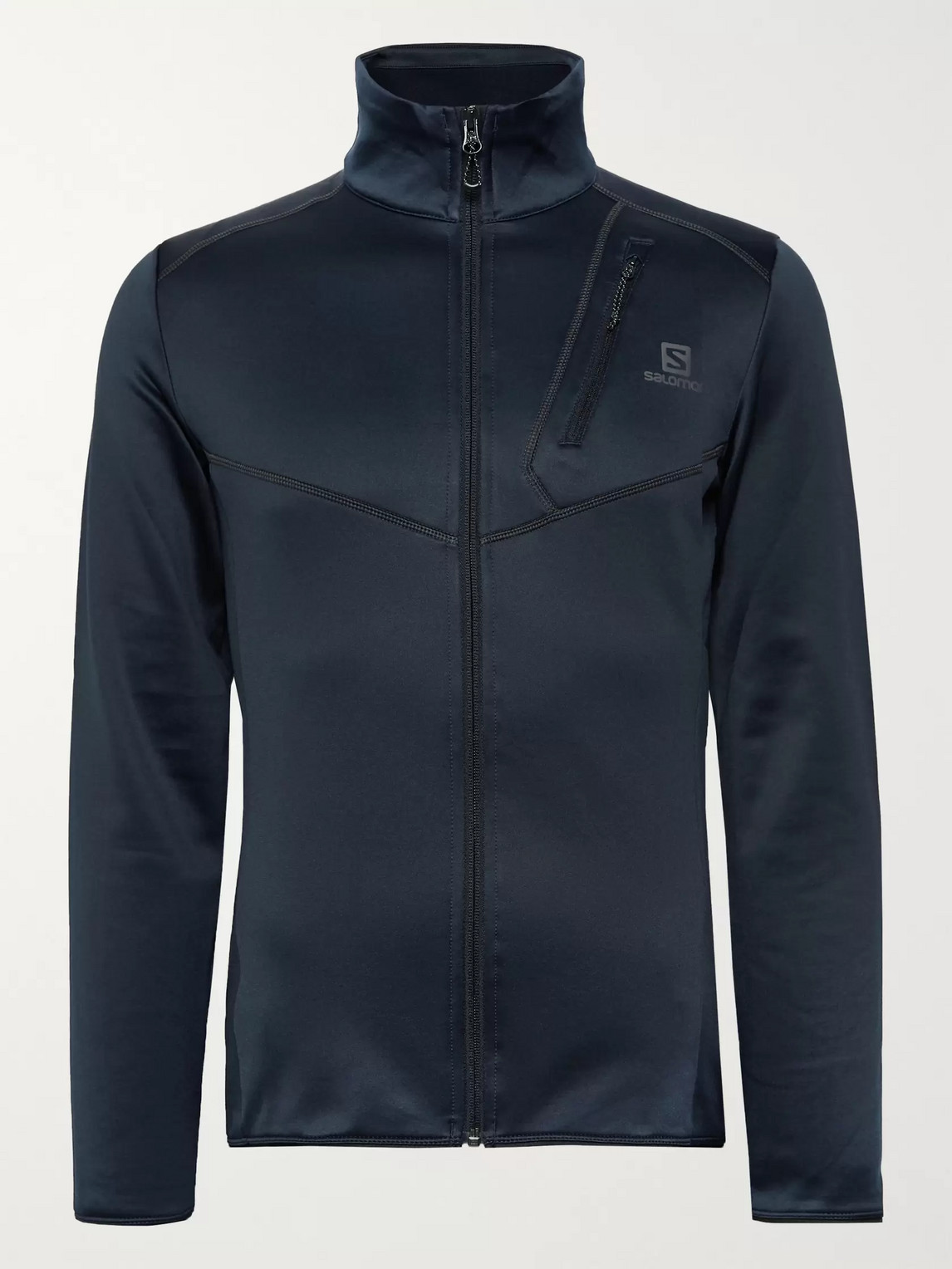 Salomon Discovery Stretch-jersey Zip-up Mid-layer In Blue