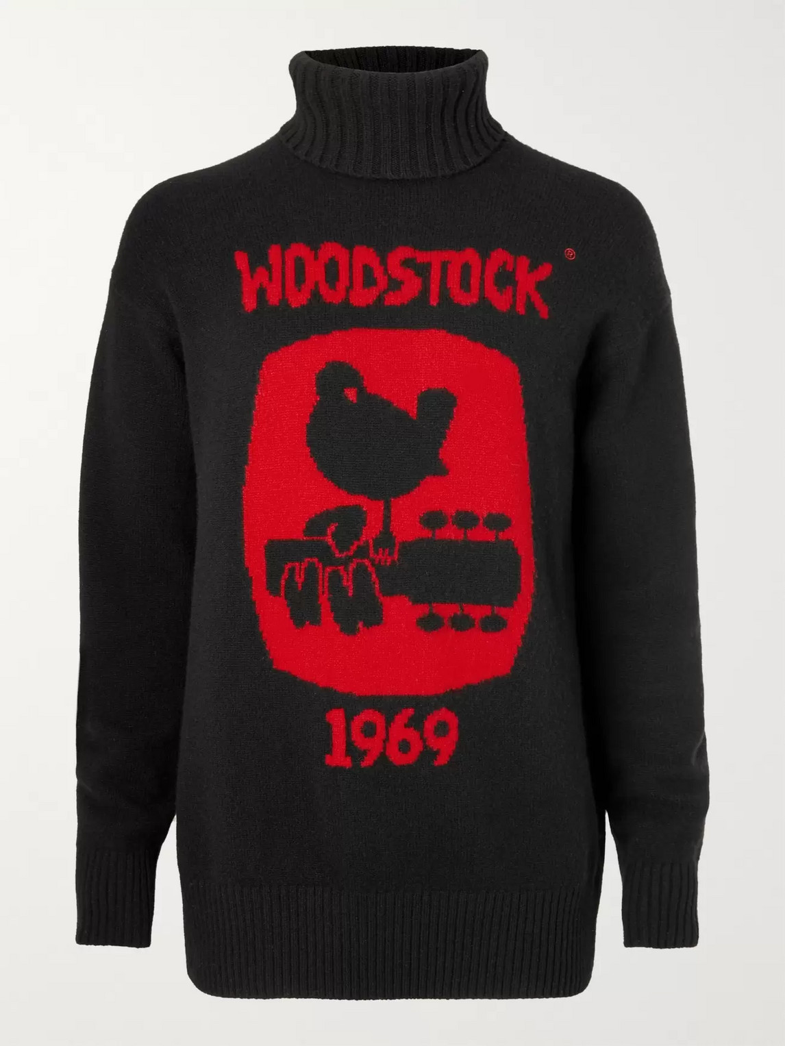 Moncler Genius Intarsia Virgin Wool Rollneck Sweater In Black