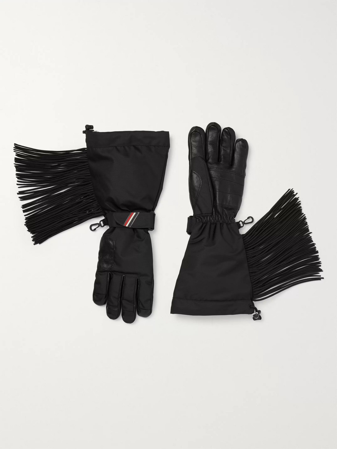 Moncler Genius 3 Grenoble Leather-trimmed Shell Tasselled Gloves In Black