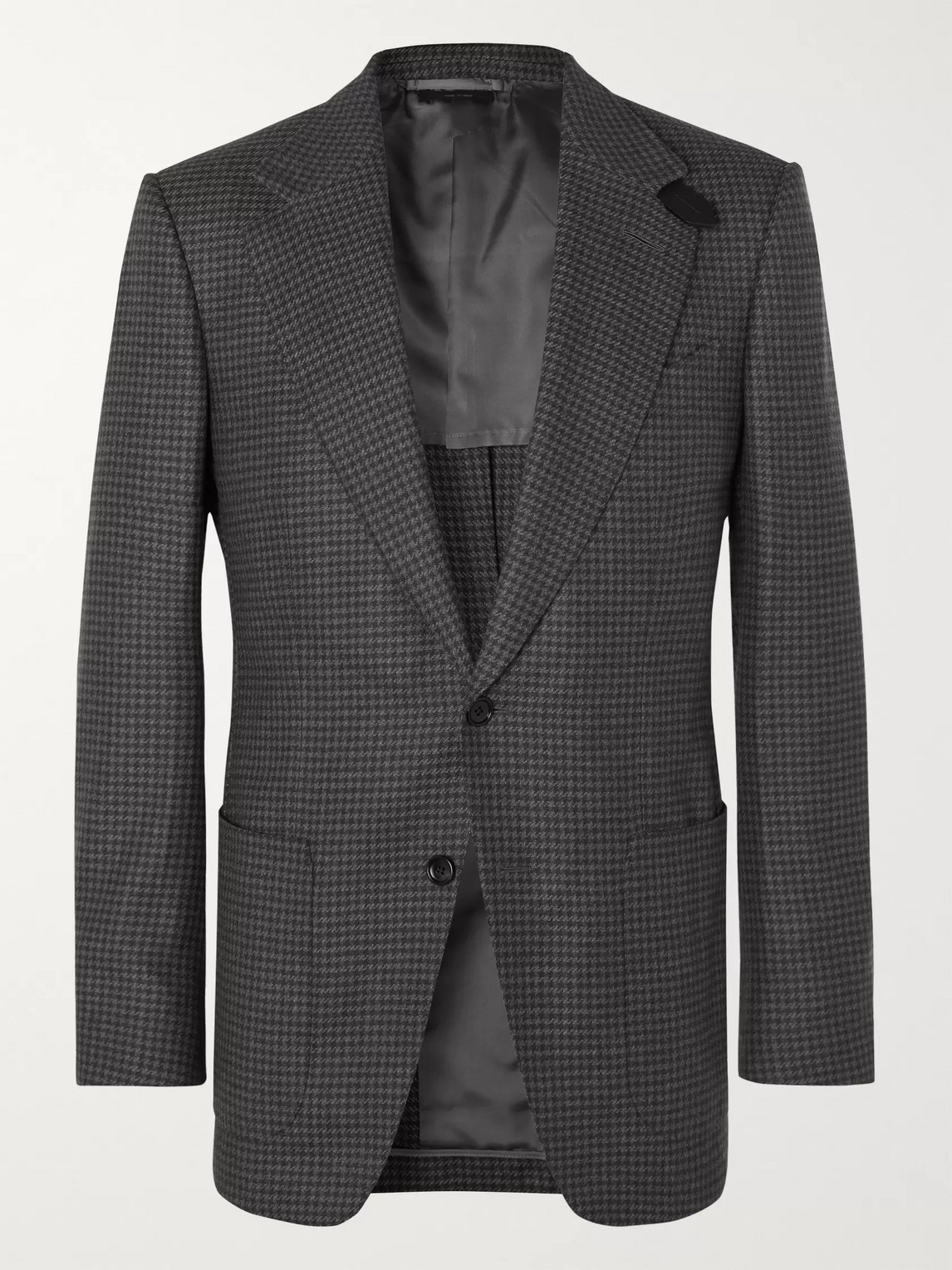 Tom Ford Grey Atticus Slim-fit Unstructured Houndstooth Wool Blazer In Gray